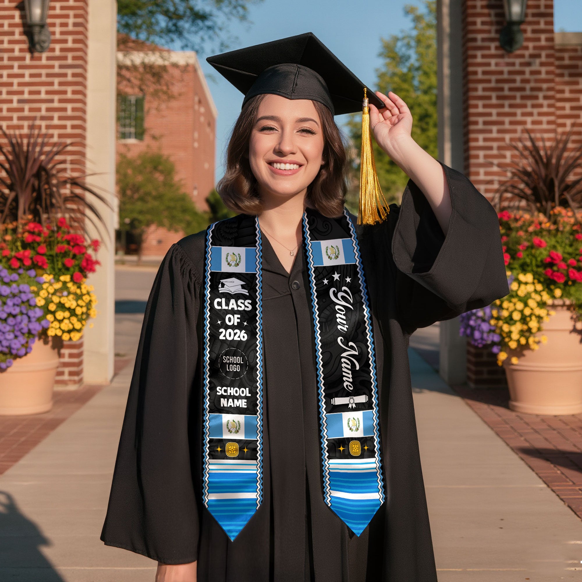 Customized Guatemala Flag Graduation Stole 2026, Guatemalan Graduation Sash, Polished Custom Look