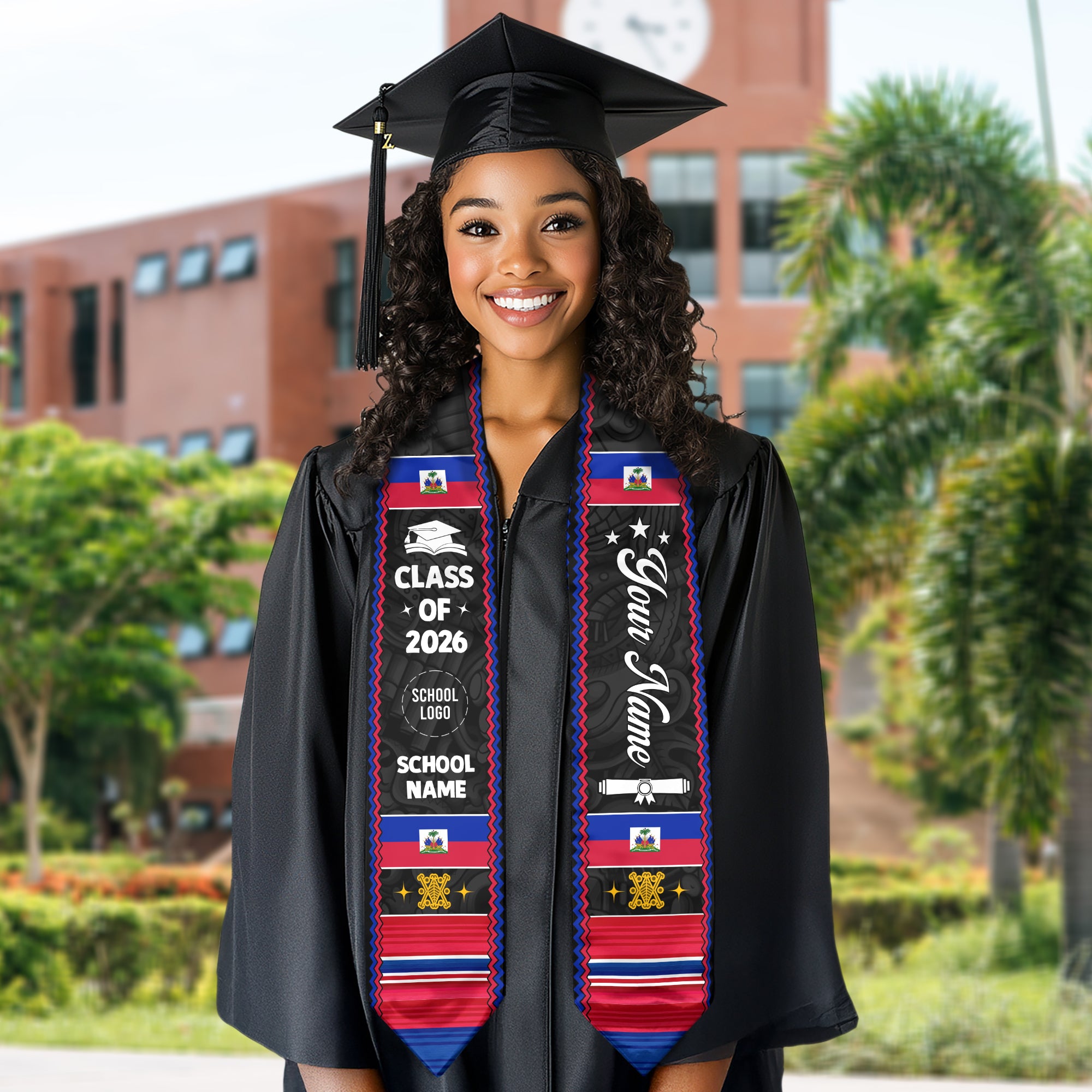 Haiti Flag Graduation Stole, Haitian Graduation Sash 2026, Haiti Custom Stole, Haiti Graduation Stole