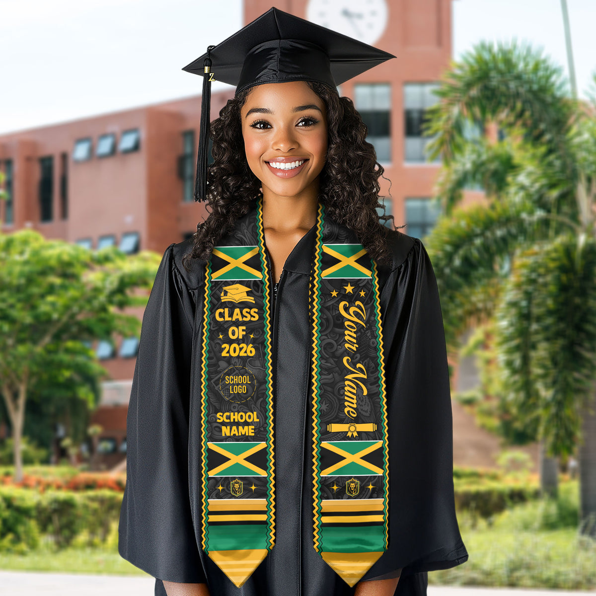 Jamaican Graduation Stole 2026, Flag Stole for Graduates, Jamaica Sash, Graduation Accessory