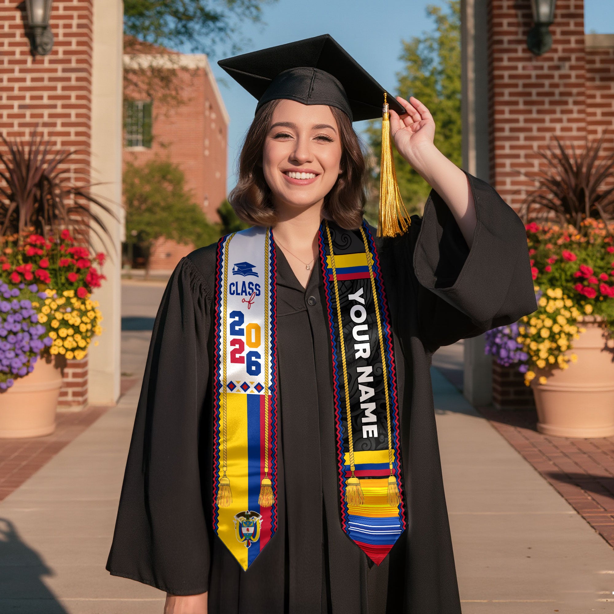 2026 Colombian Graduation Stole, Colombia Flag Stole, Custom Sash for Graduation