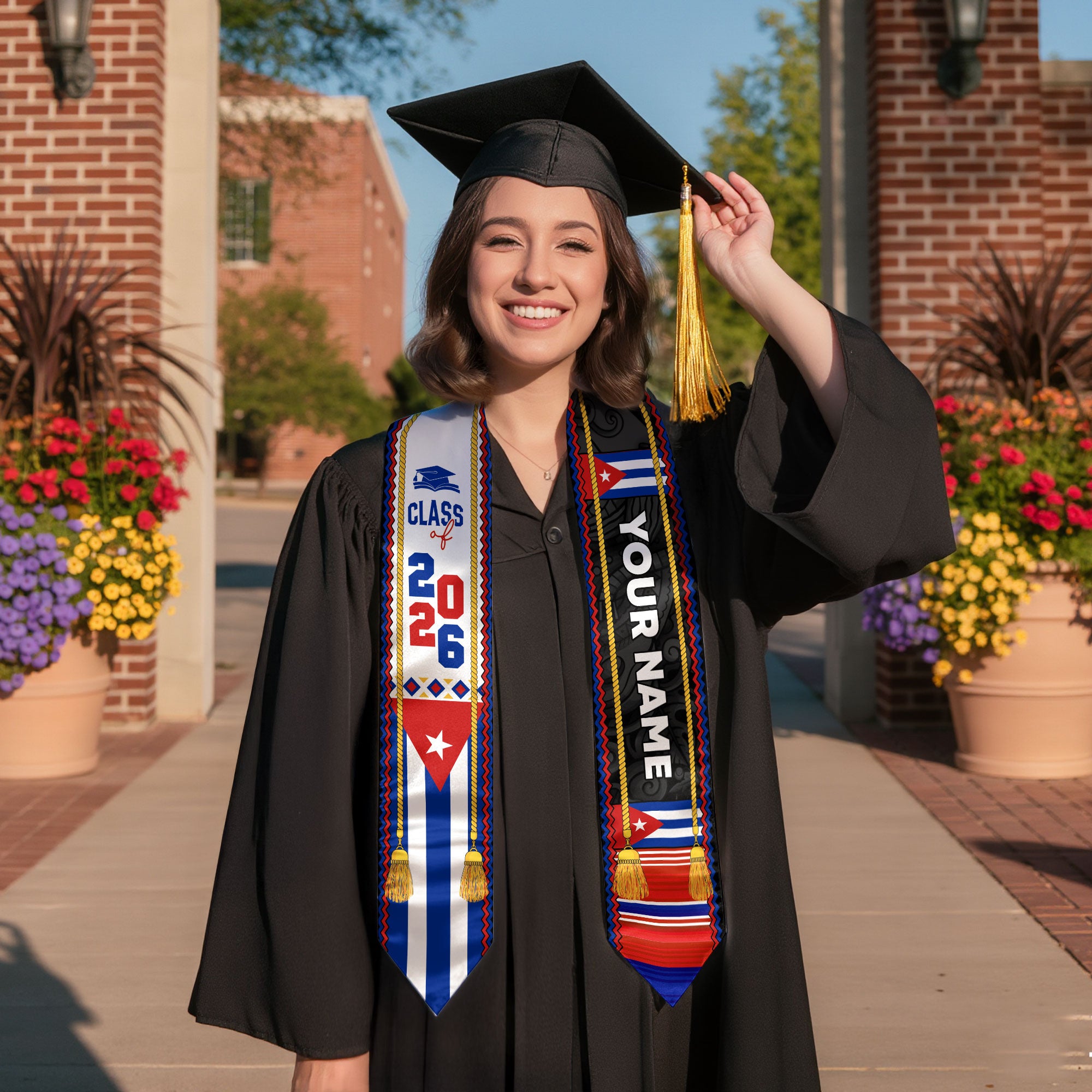 2026 Cuba Stole, Cuban Flag Graduation Sash, Graduation Stole for Cuban Pride