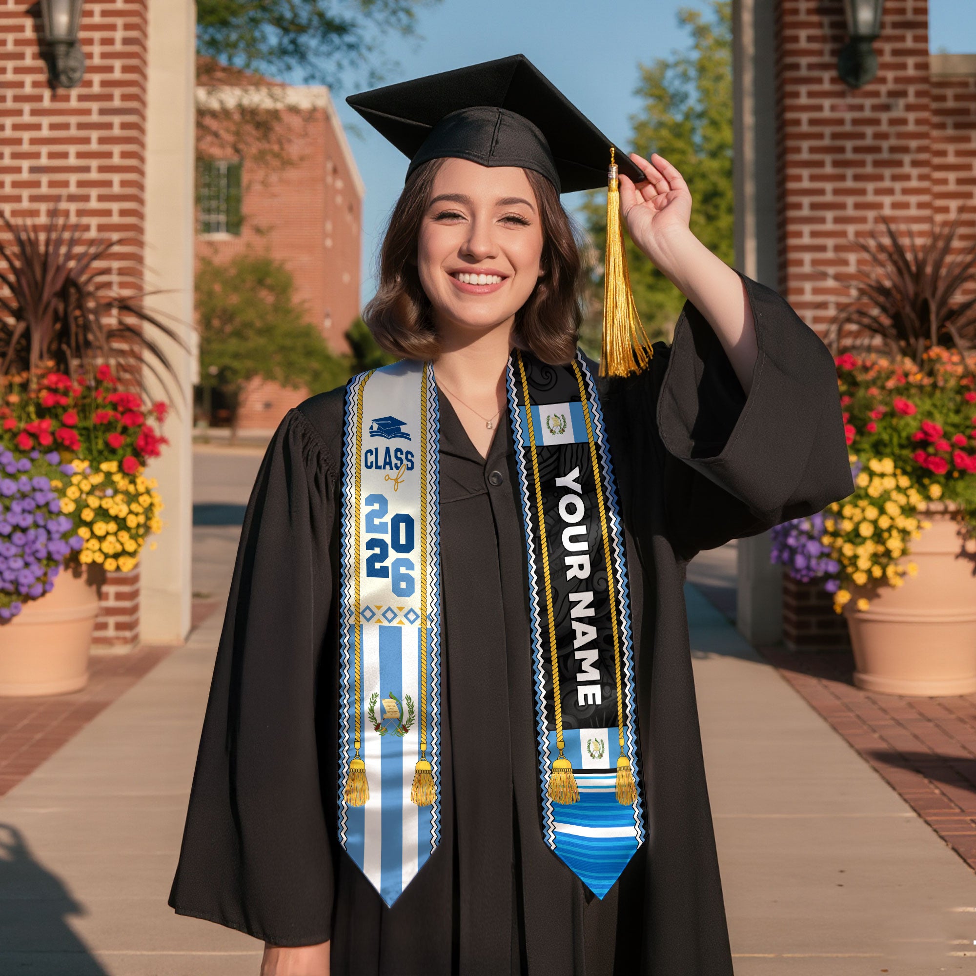 Customized Guatemalan Graduation Stole 2026, Guatemala Flag Sash, Formal Personalized Graduation Style