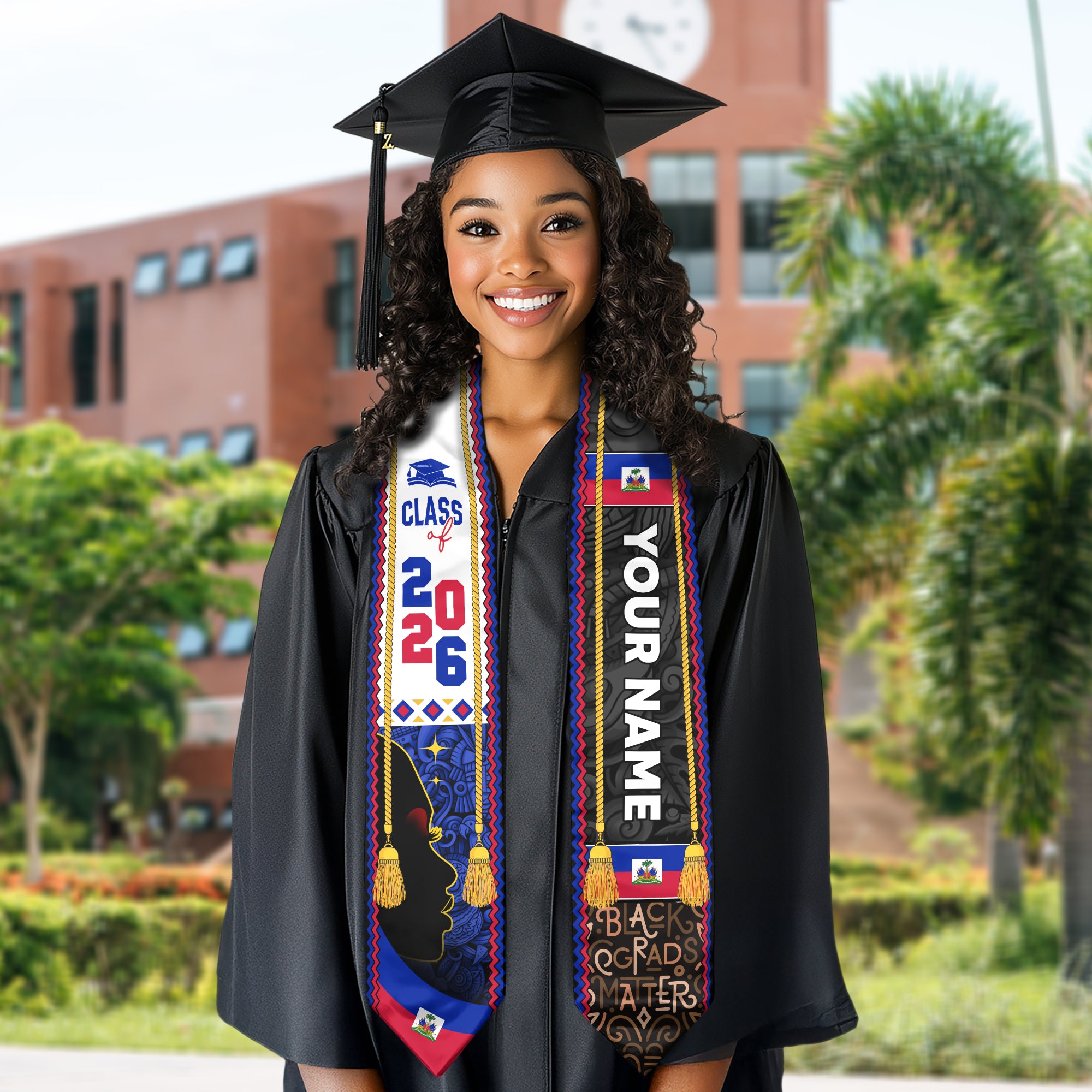 Custom Stole for Haiti Graduation, Haitian Flag Stole 2026, Haiti Graduation Sash, Stole Haiti