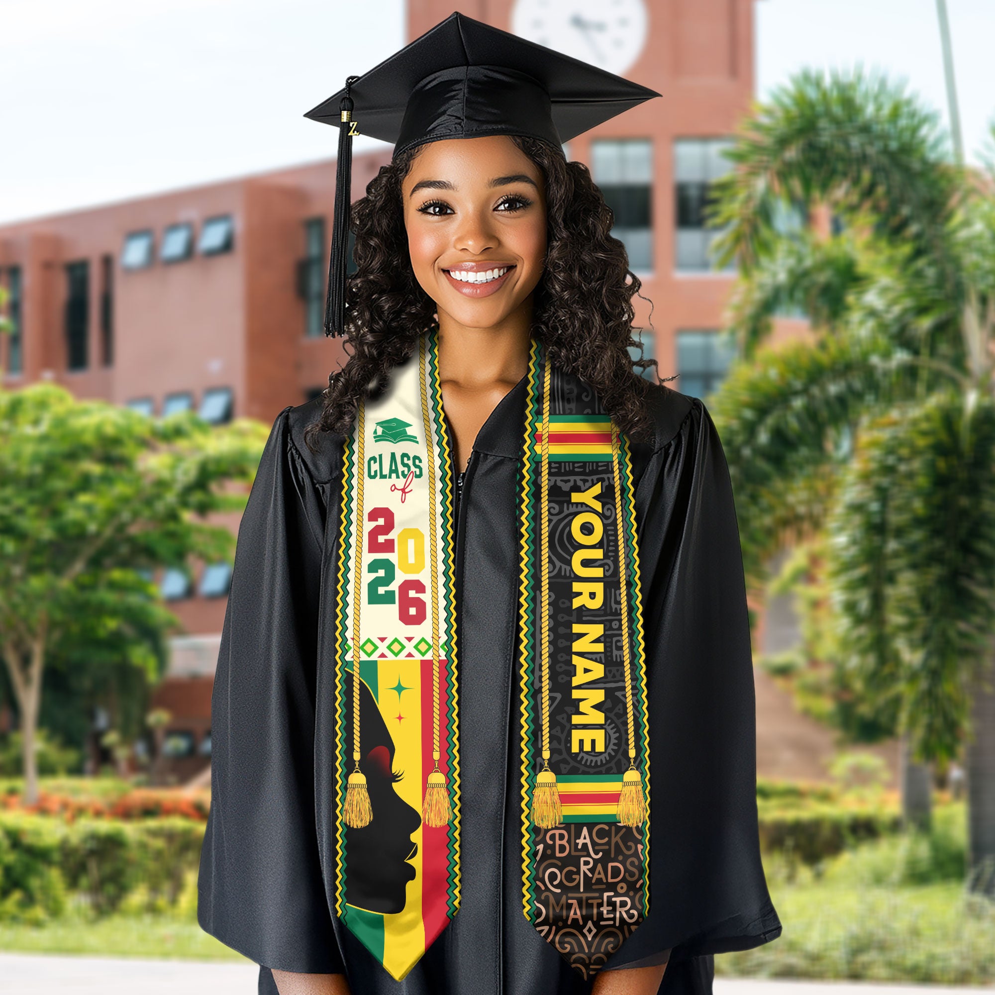 African Graduation Sash 2026, Africa Flag Stole, Graduation Sash with Custom Finish