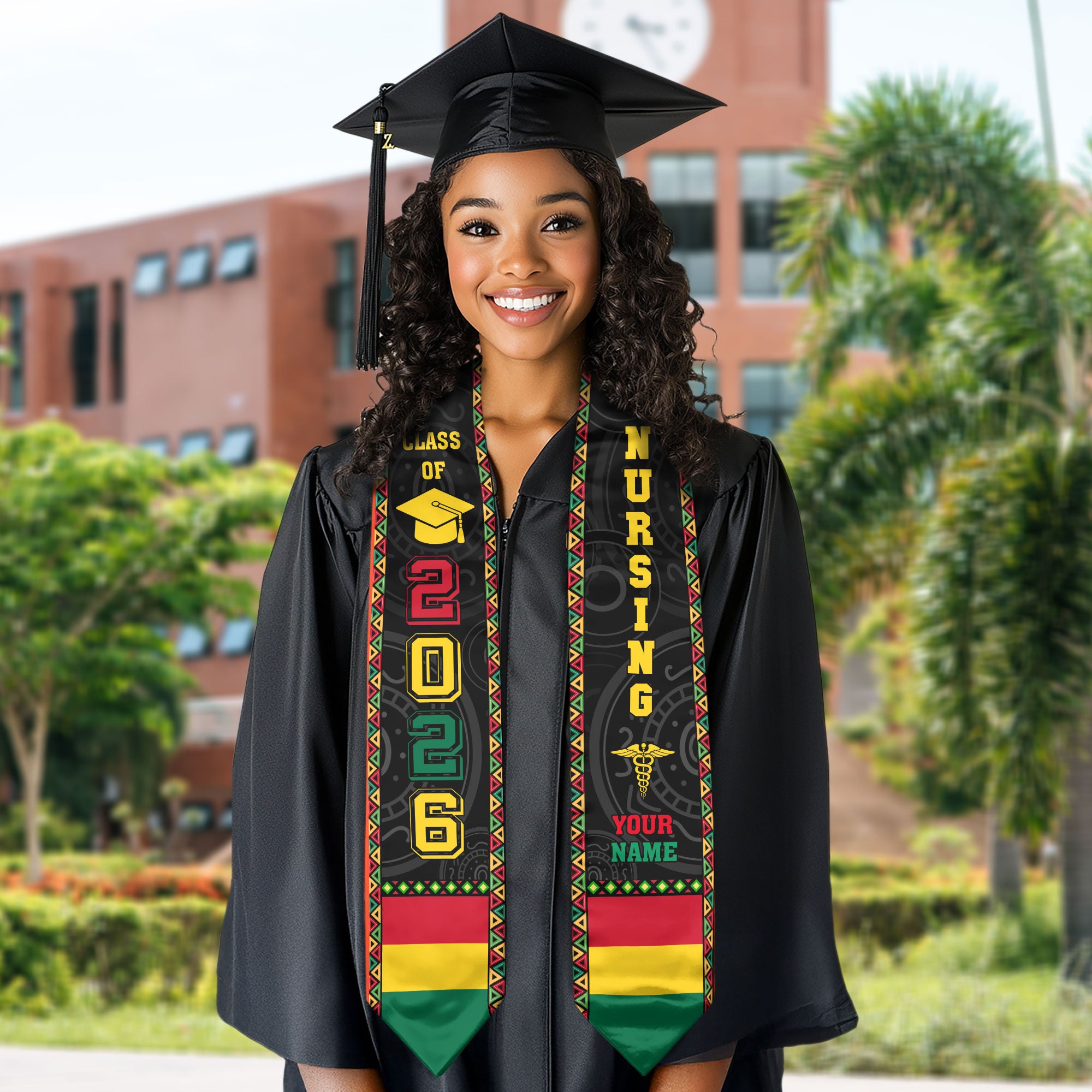 Customized African Nursing Graduation Stole for RN and BSN Nurses, Class of 2026 Sash