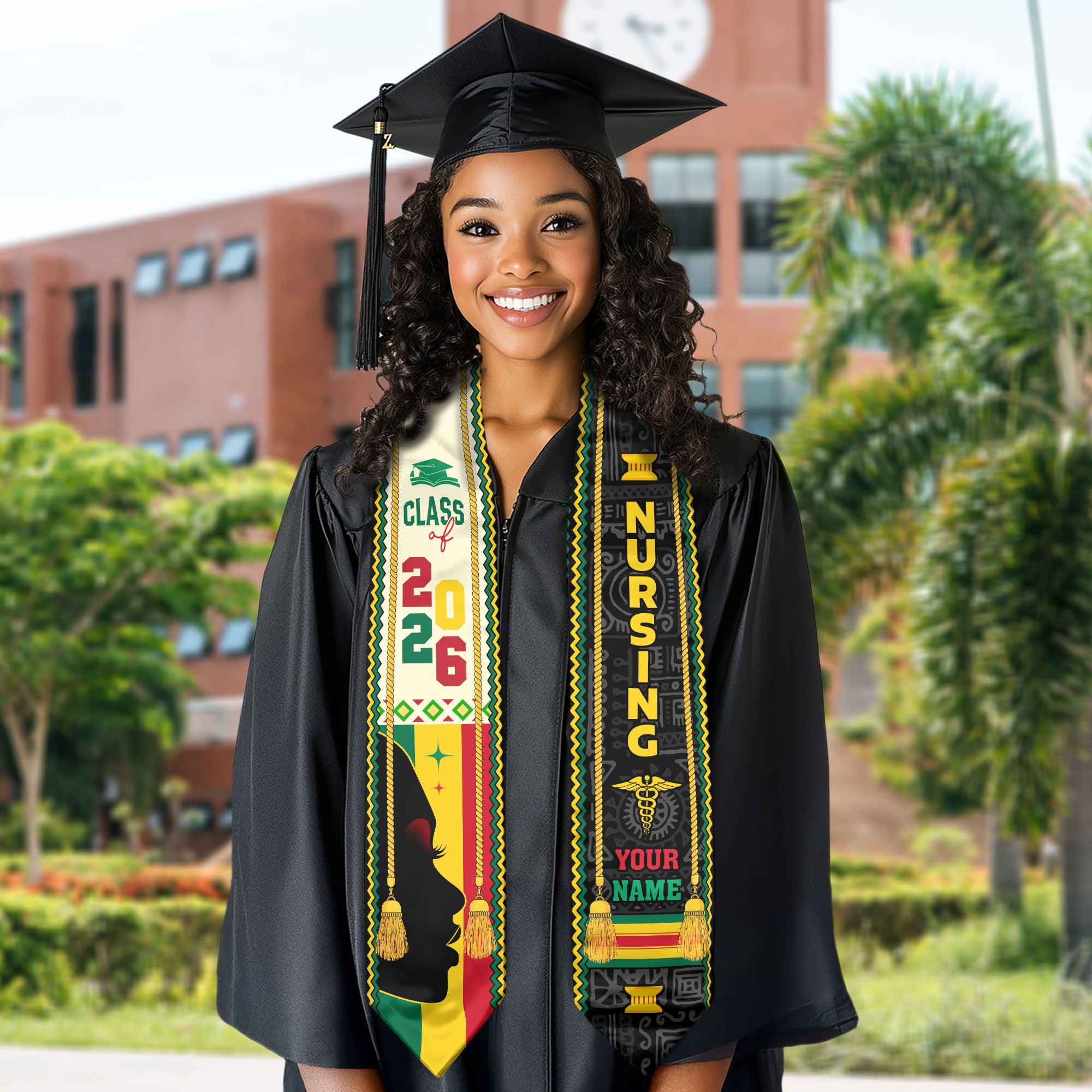 Customized African RN Graduation Stole, Nursing Ceremony Sash for Class of 2026