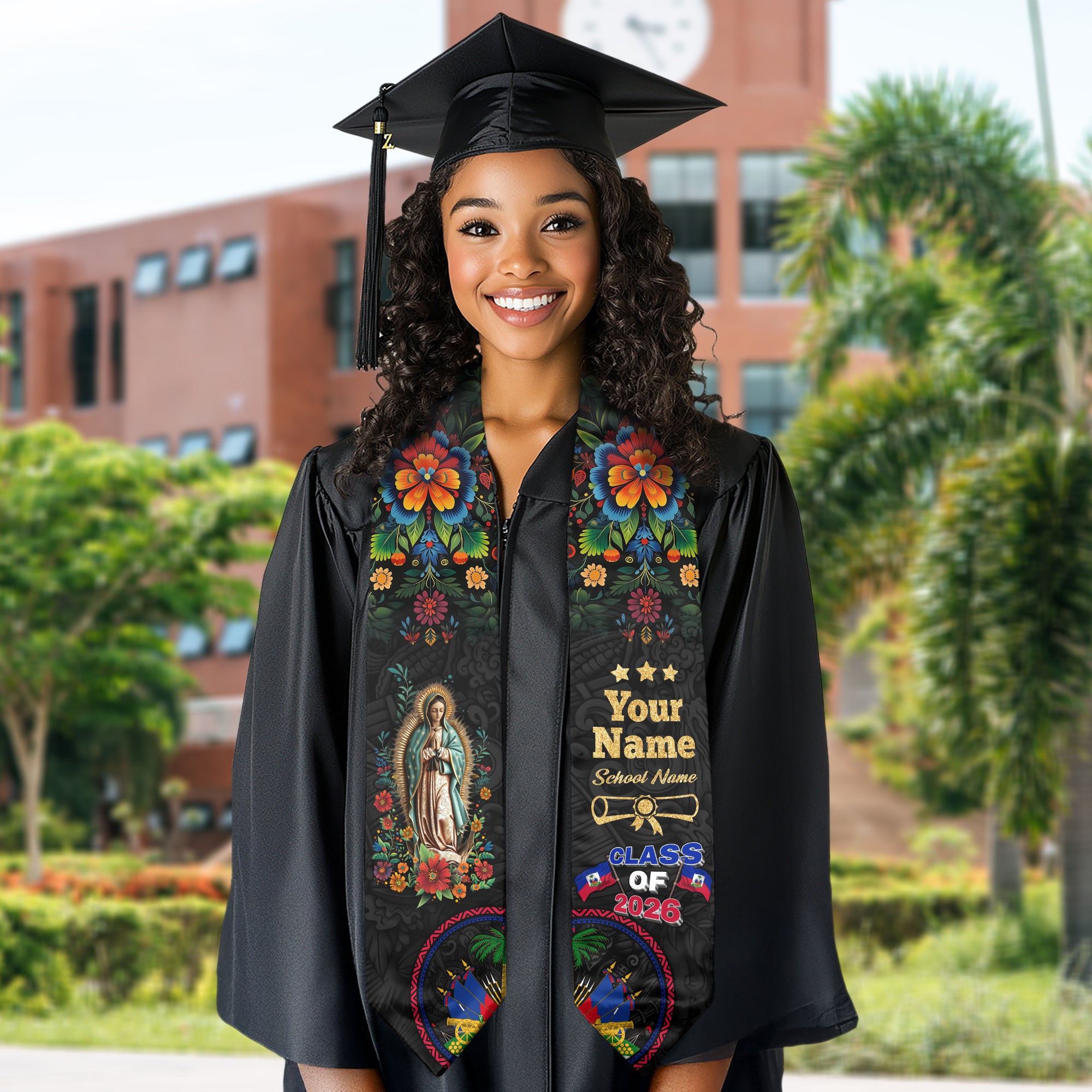 Haitian Graduation Stole, Haitian Flag Graduation Stole 2026, Haiti Stole, Custom Haiti Graduation Stole