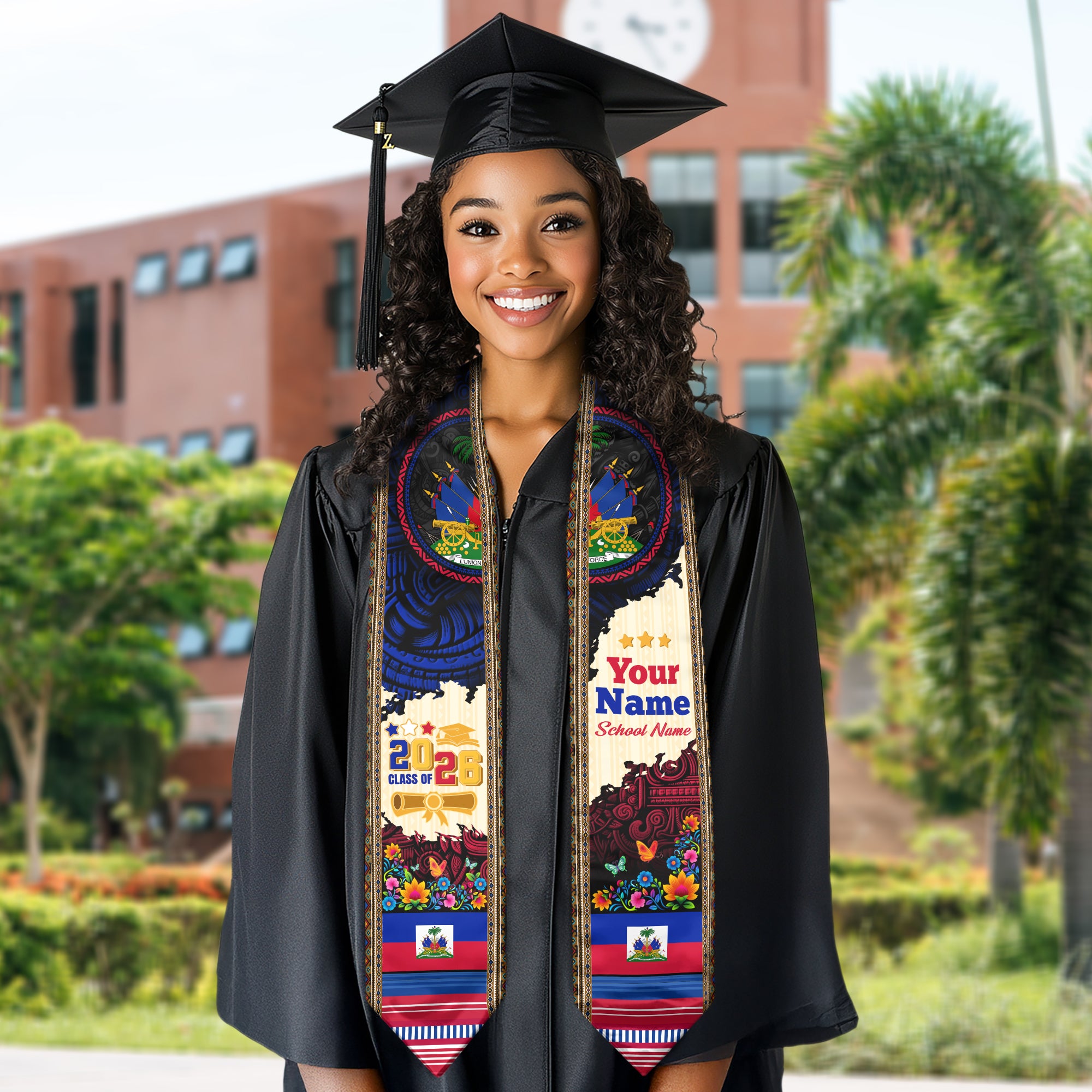 2026 Haitian Graduation Sash, Haitian Flag Sash, Custom Haiti Graduation Stole, Stole Haiti
