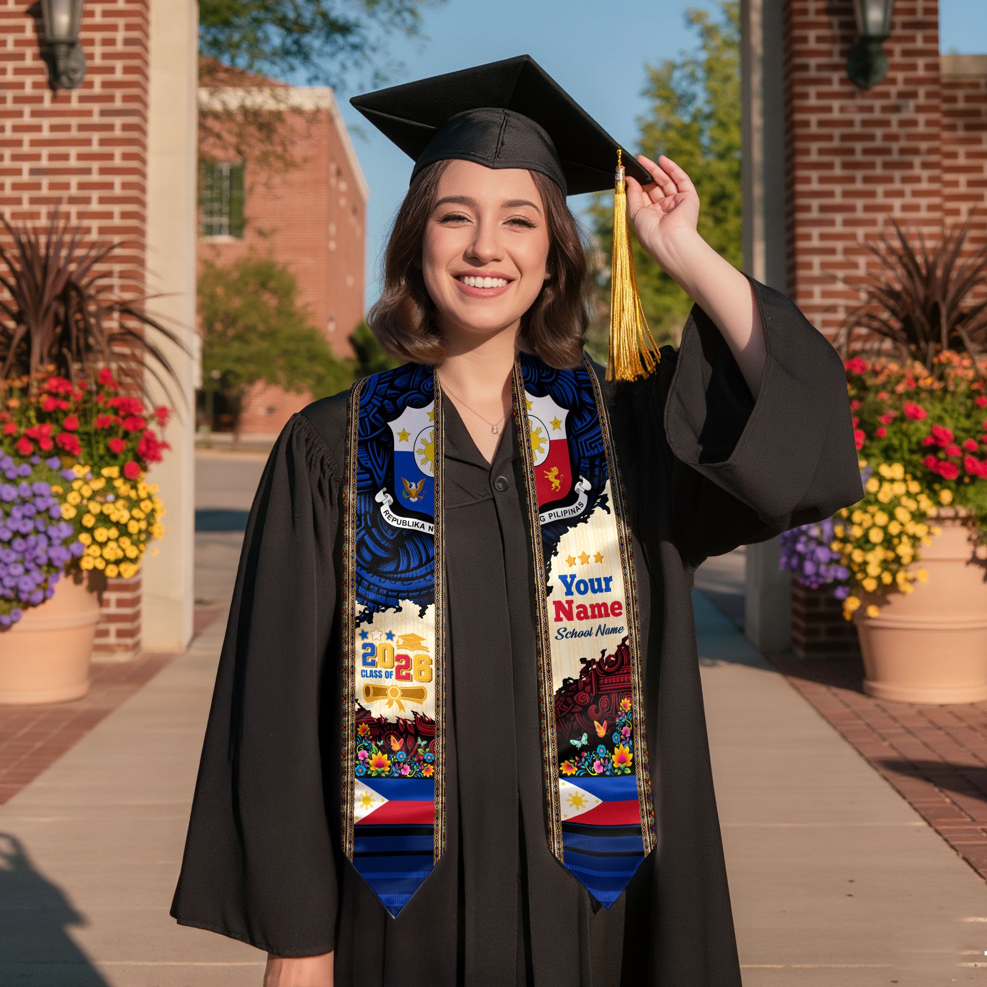 Philippines Graduation Sash 2026, Custom Stole, Philippine Flag Stole, Graduate Gift
