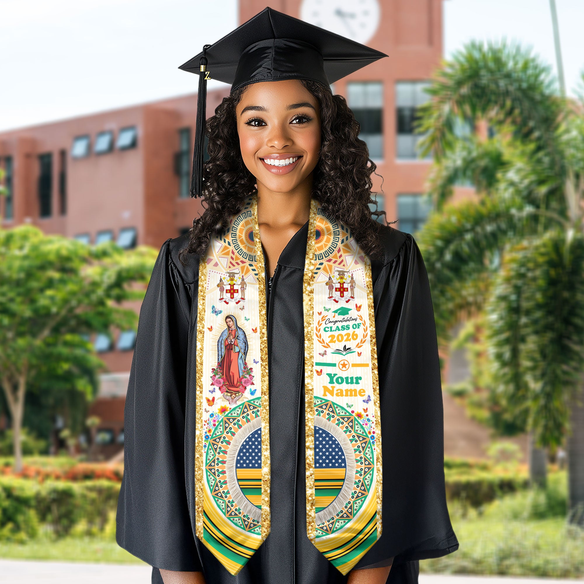 Jamaican Graduation Sash 2026, Jamaica Graduation Stole, Jamaican Flag Custom Accent