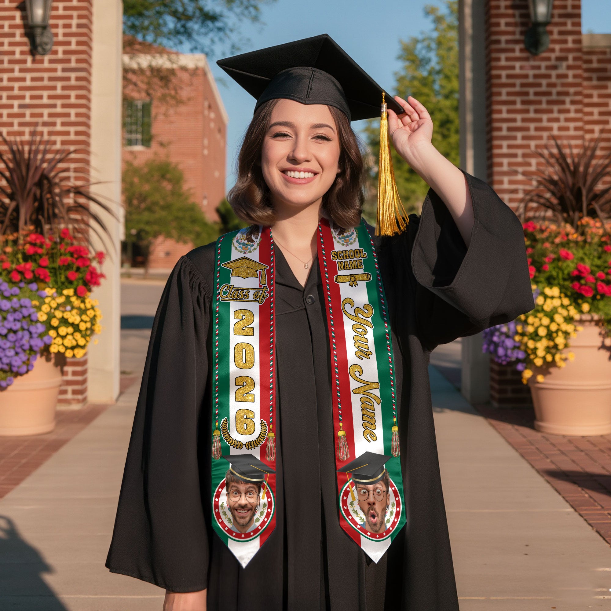 Mexican Graduation Sash 2026, Mexico Flag Stole, Signature Personalized Touch