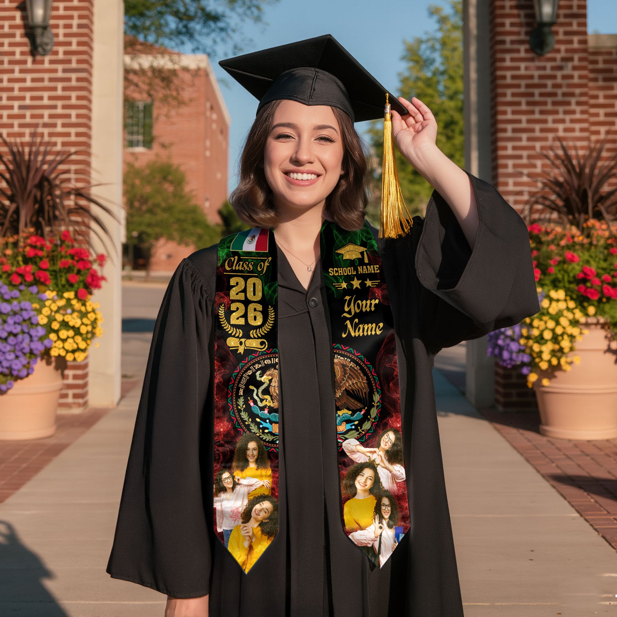 2026 Mexico Stole, Mexican Flag Graduation Sash, Crafted With Your Details