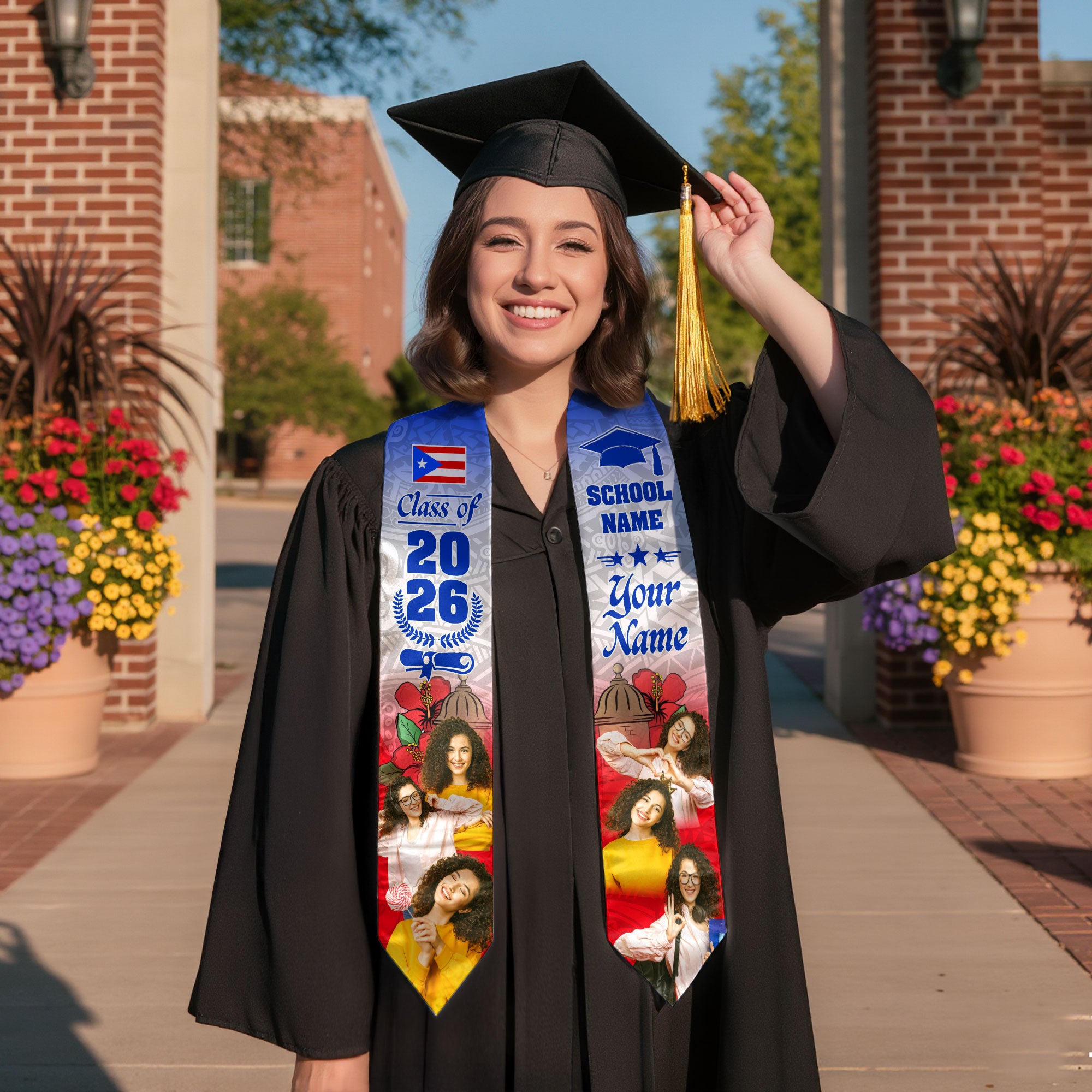 2026 Puerto Rico Graduation Stole, Puerto Rican Flag Sash, Made With Your Details