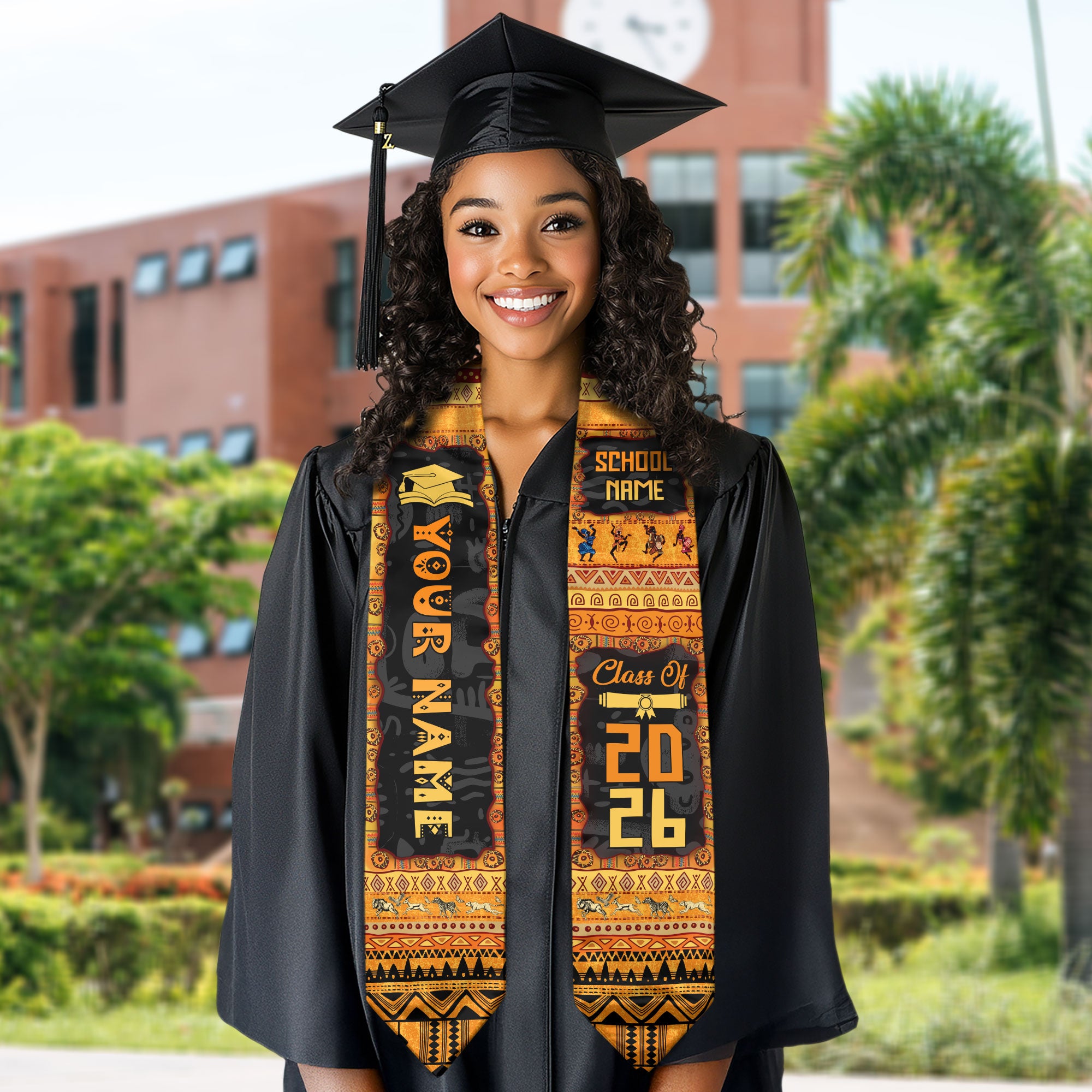Customized African American Graduation Stole with Pan African Colors, Graduation Sash 2026