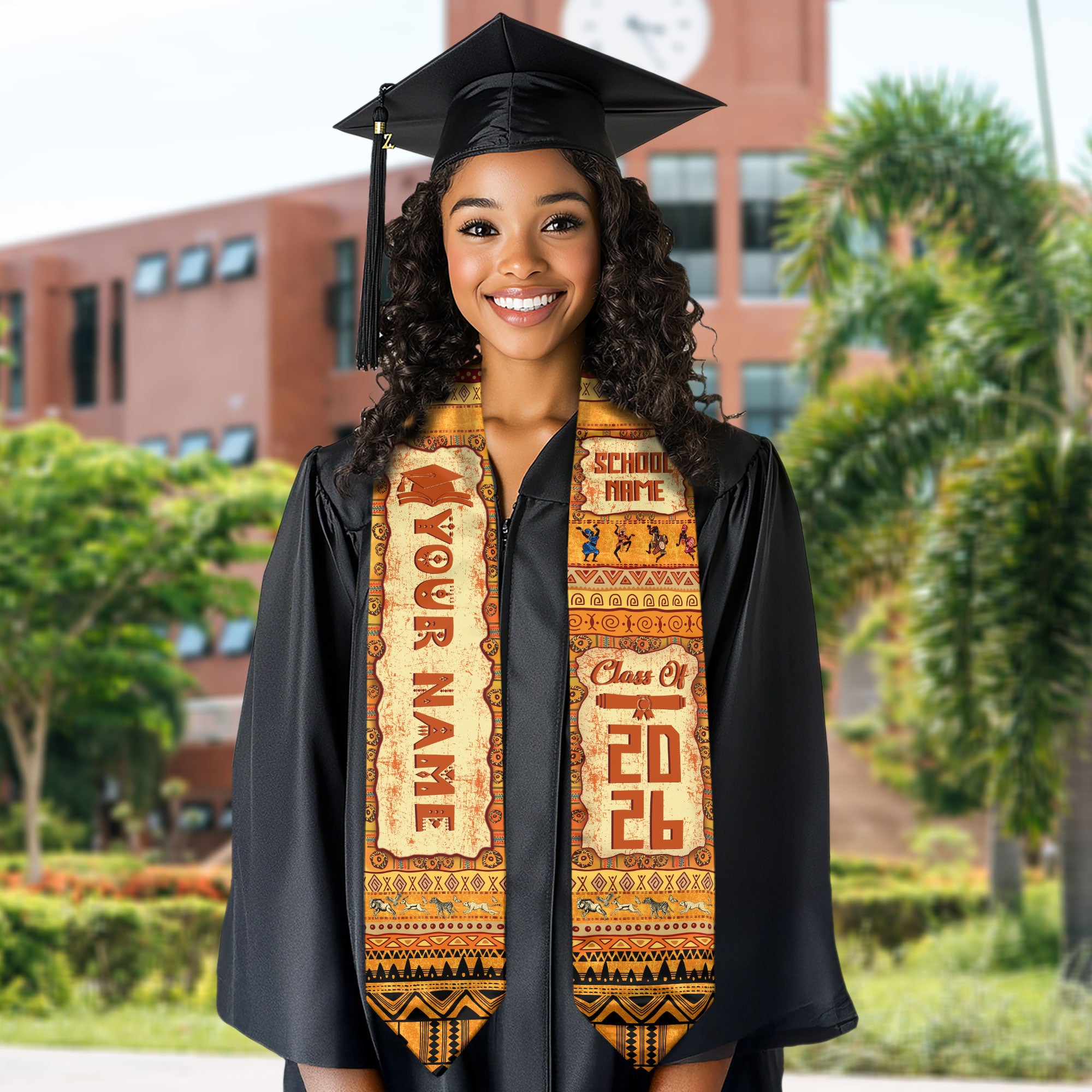 Customized African Graduation Stole, Cultural Graduation Sash for African American Class of 2026