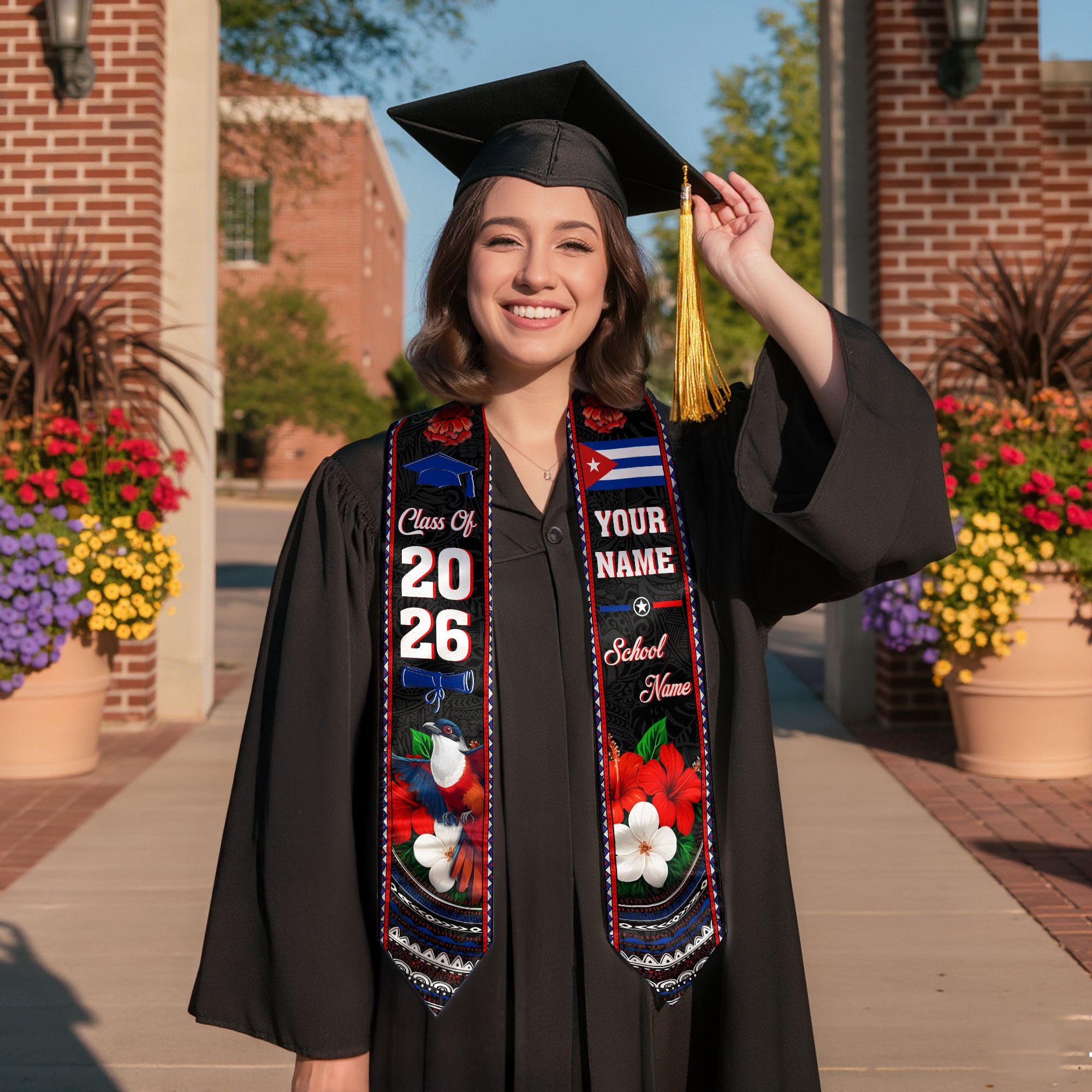 Cuba Graduation Stole 2026, Cuban Flag Graduation Sash, Custom Stole for Graduates