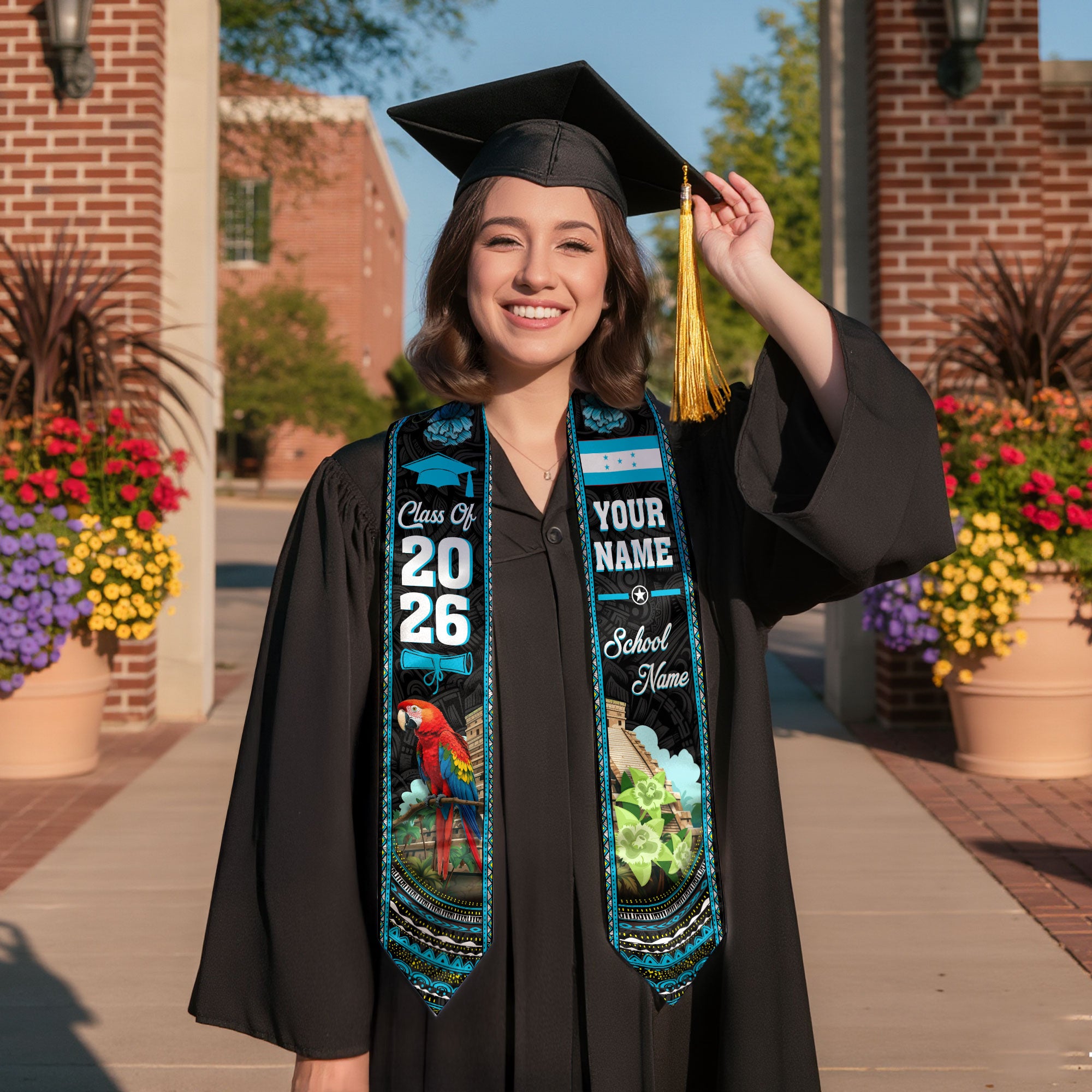 Honduras Graduation Stole 2026, Honduras Flag Graduation Sash, Custom Stole, Honduras Stole