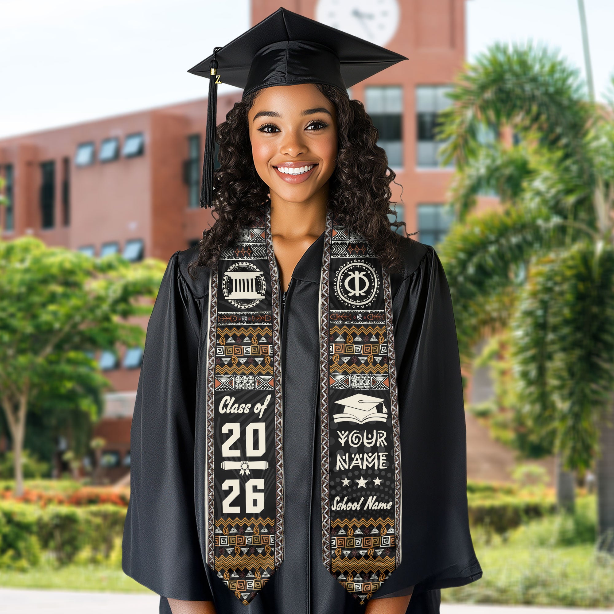 Customized African American Graduation Sash with Pan African Flag Colors, Class of 2026
