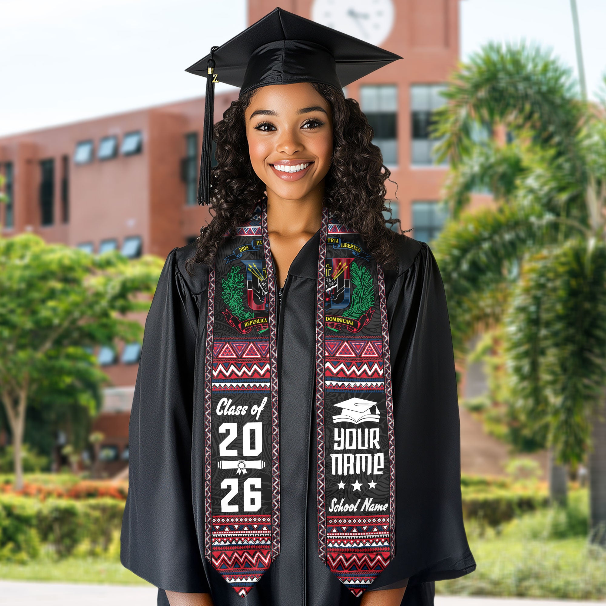 Dominican Republic Stole, Graduation Sash 2026, Dominican Flag Graduation Stole