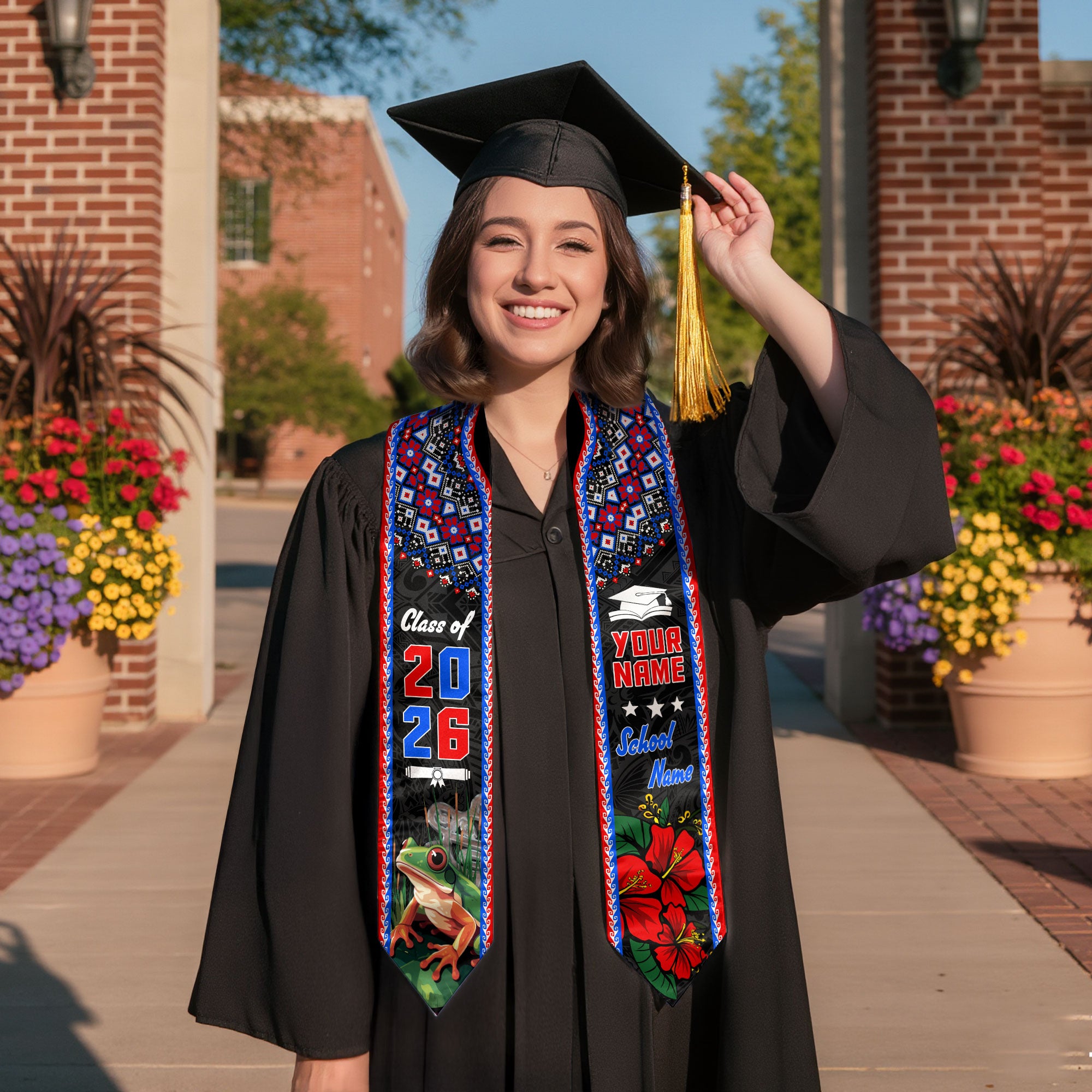 Puerto Rican Graduation Sash 2026, Puerto Rico Flag Stole, Custom Name Detail Option
