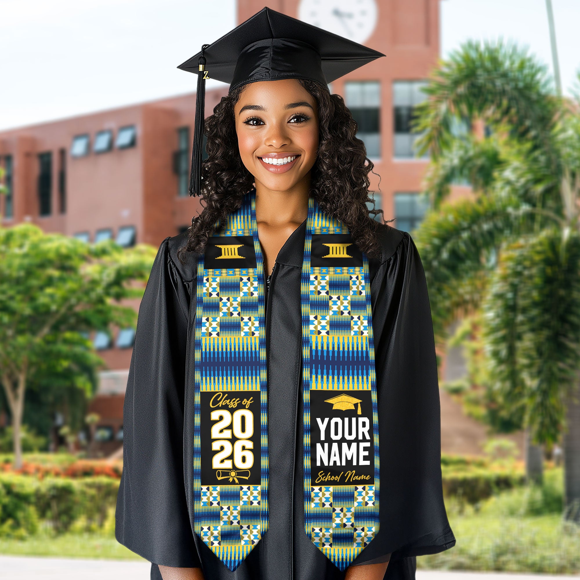 African Flag Graduation Stole 2026, Africa Stole Sash, Custom Accent for Graduates