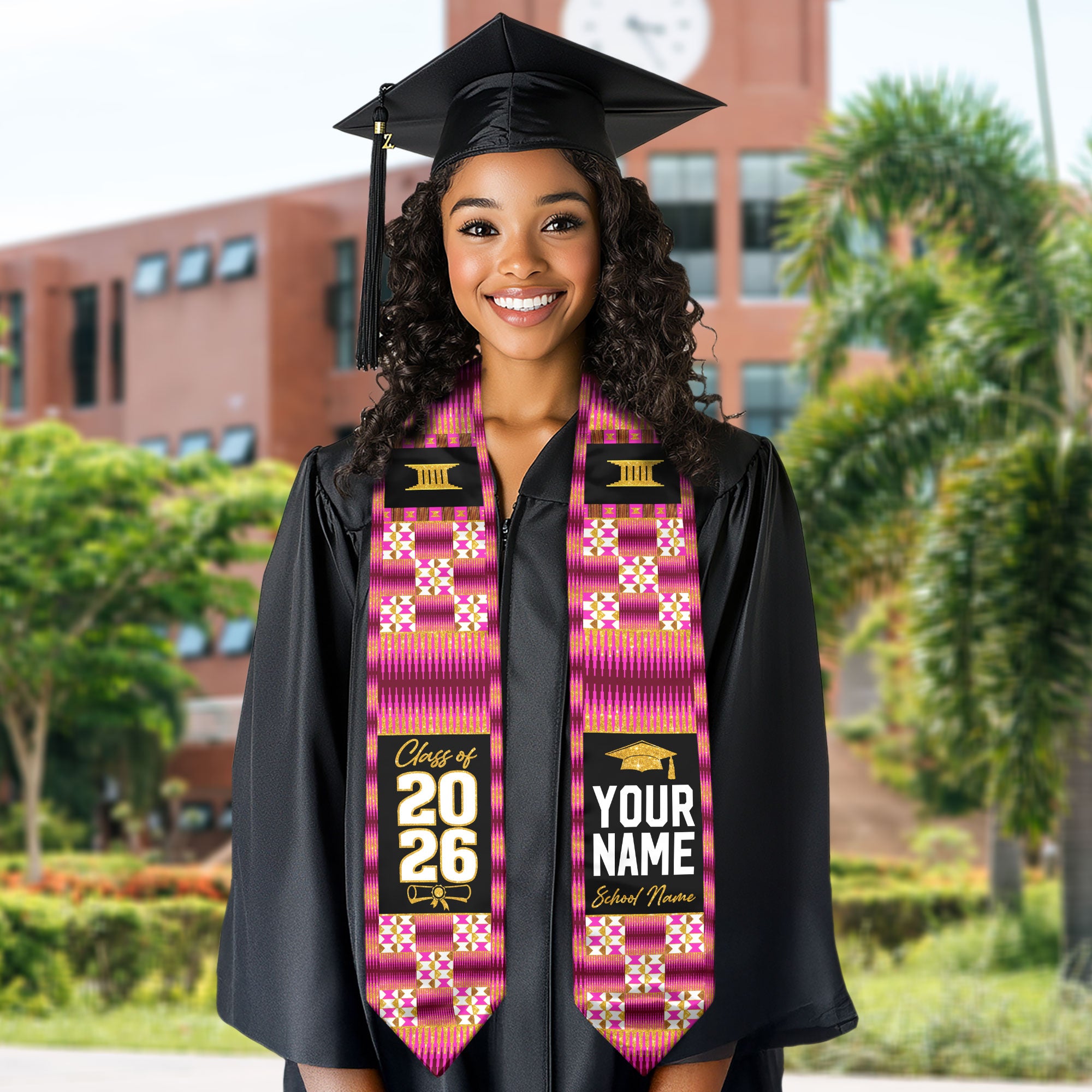 Africa Flag Graduation Stole 2026, African Grad Sash, Custom Details for Class of 2026