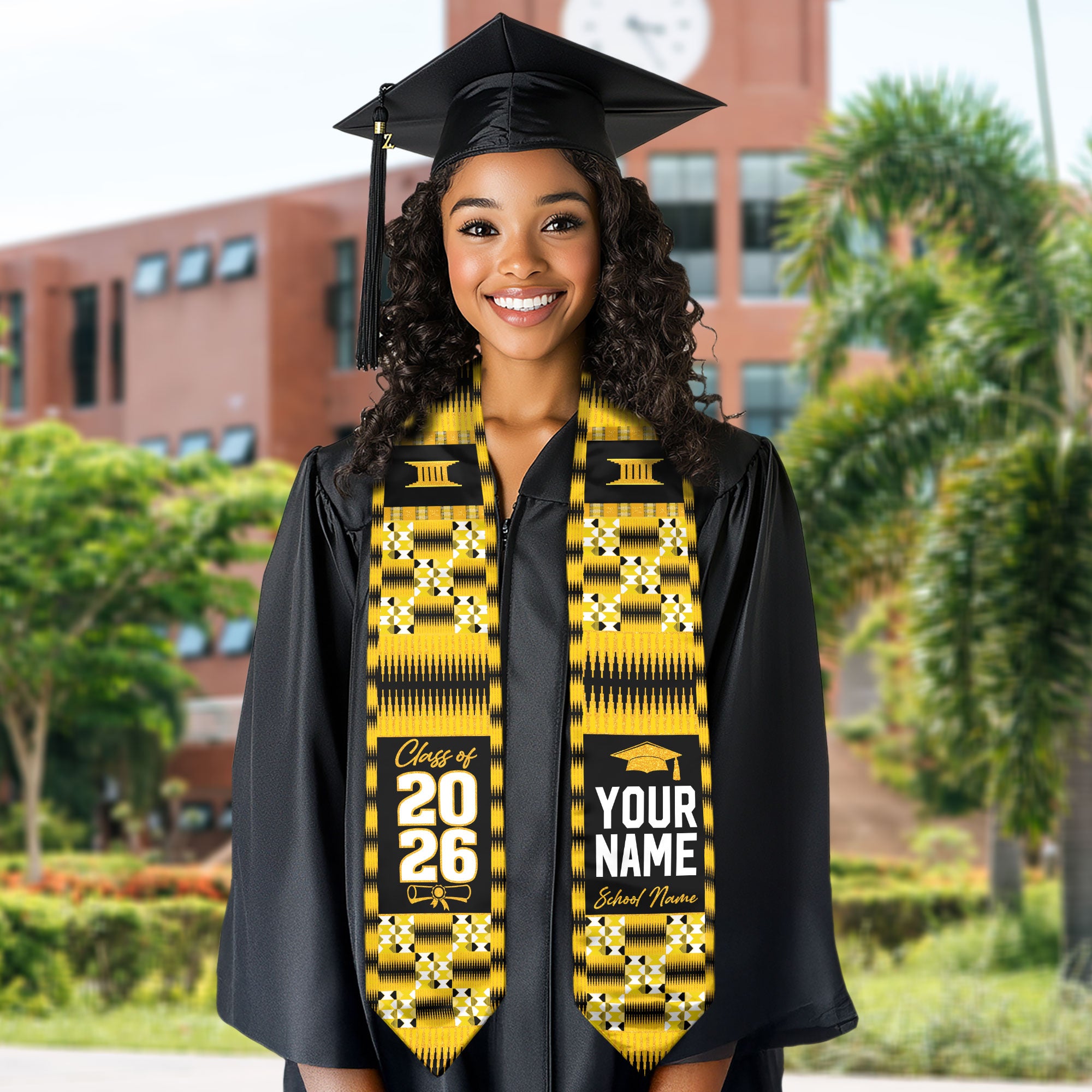 Africa Graduation Stole 2026, African Flag Sash, Graduation Stole with Custom Accent