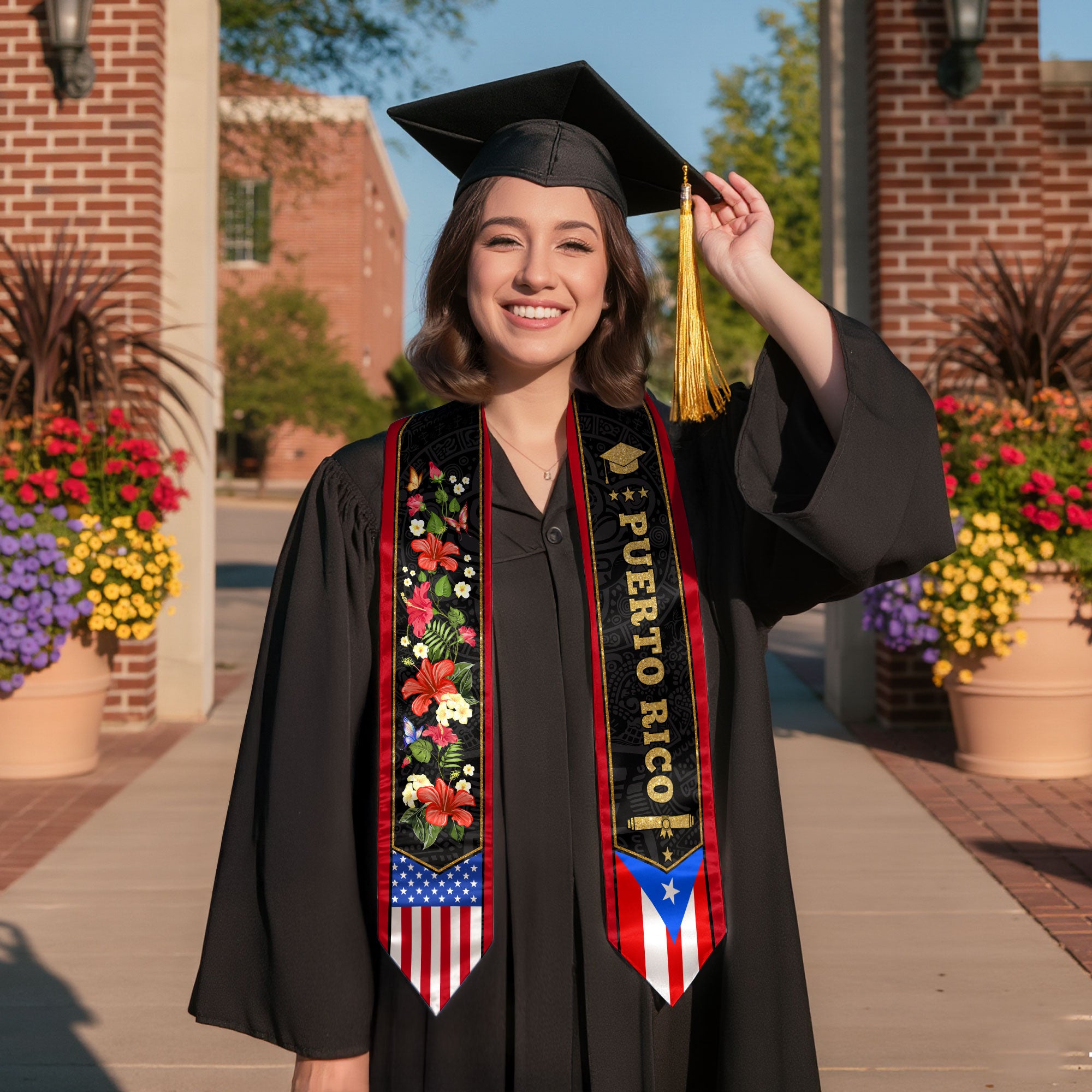 Puerto Rican Flag Graduation Stole 2026, Puerto Rico Graduation Sash, PR Stole