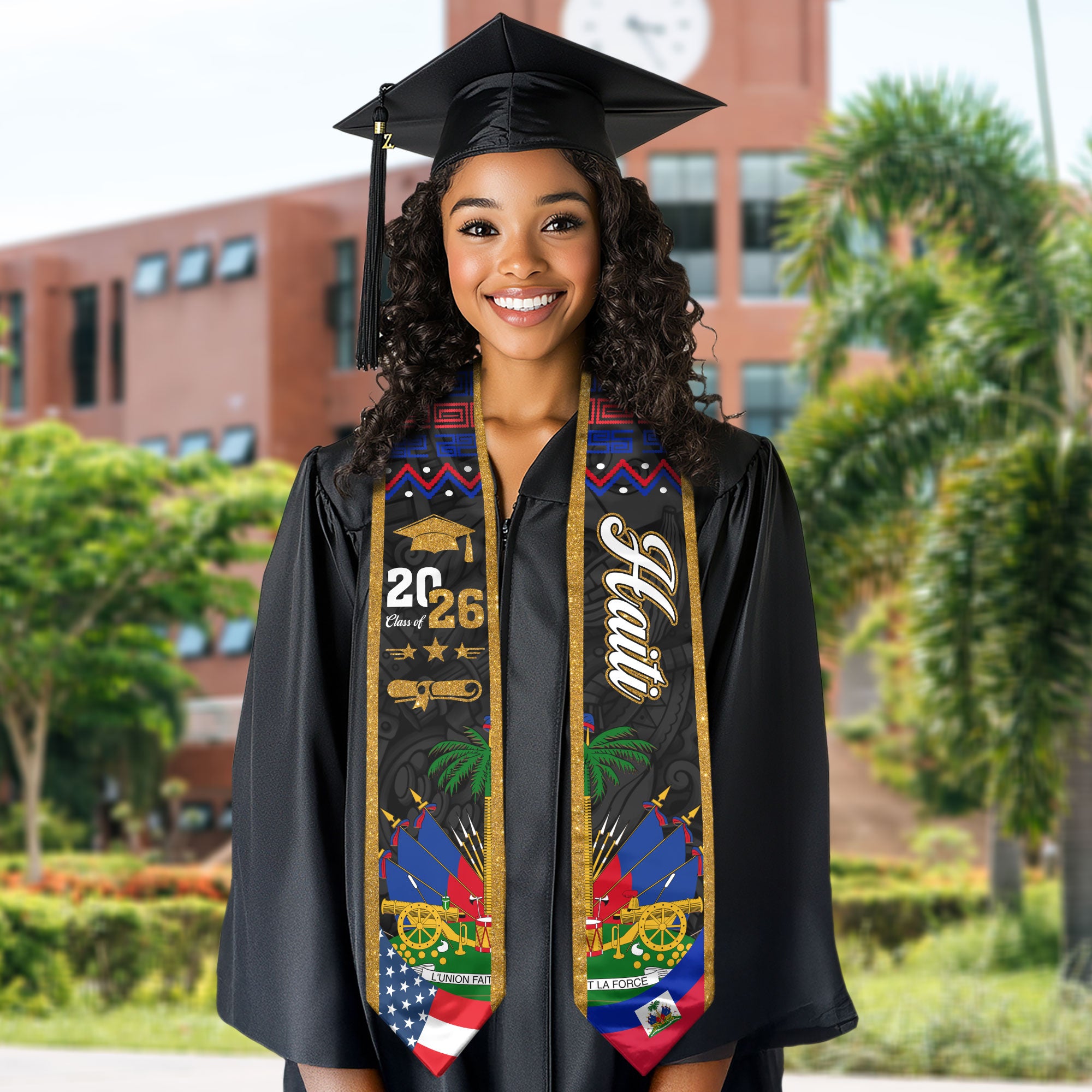 Haiti Graduation Stole 2026, Haitian Flag Graduation Sash, Classic Academic Stole for Class of 2026