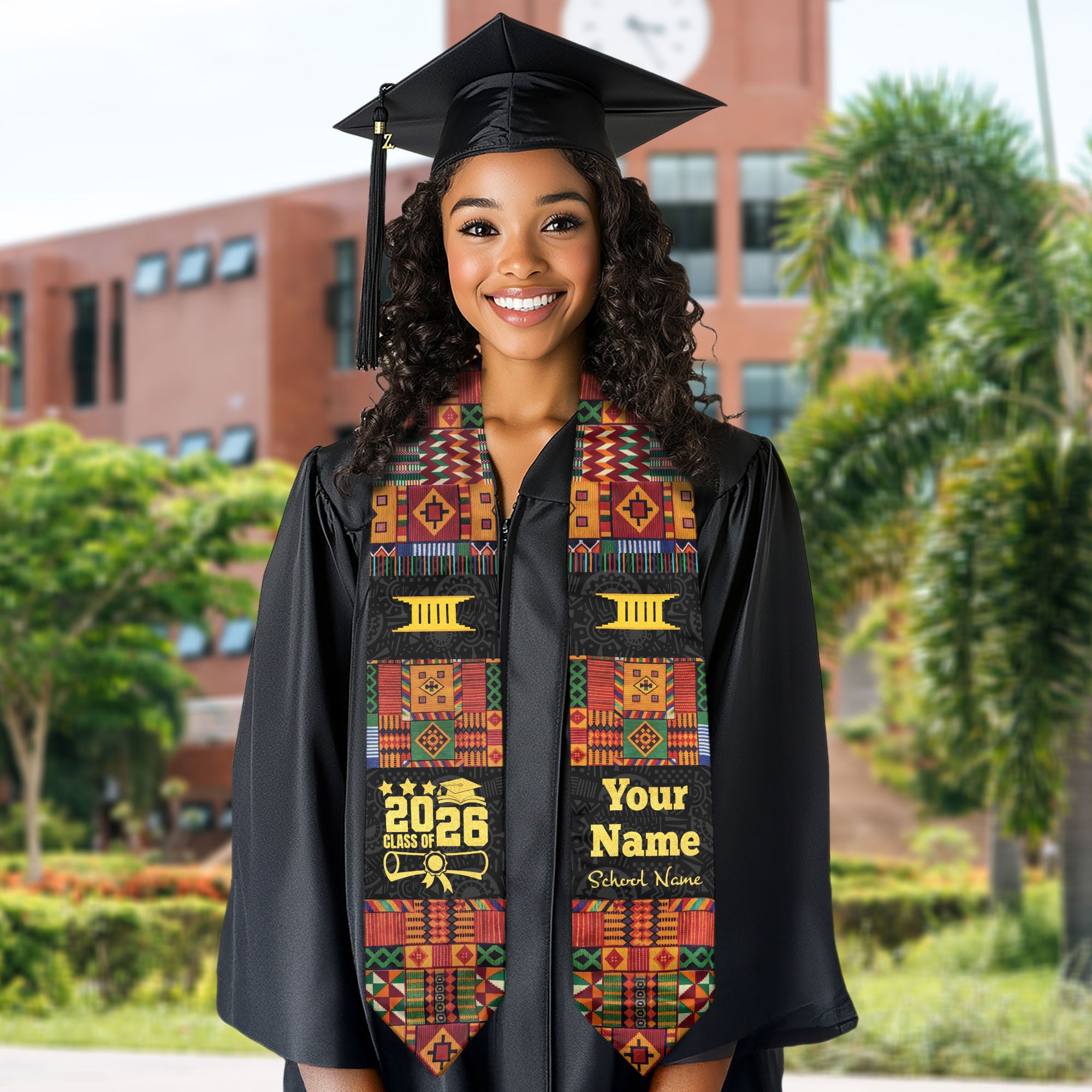 African American Flag Graduation Stole 2026, African Sash, African Graduation Stole