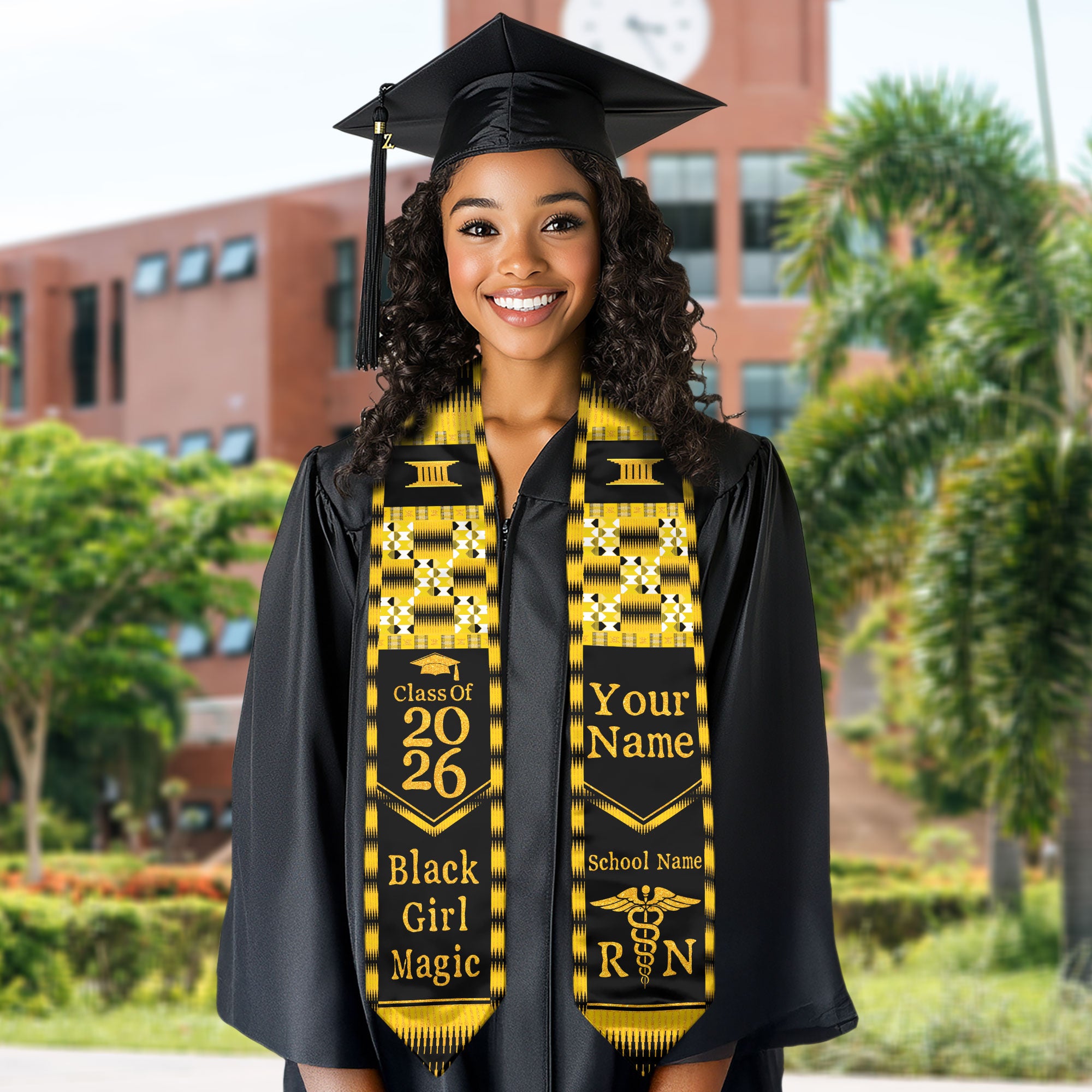 Customized African Nursing Graduation Stole, Professional RN BSN Sash 2026