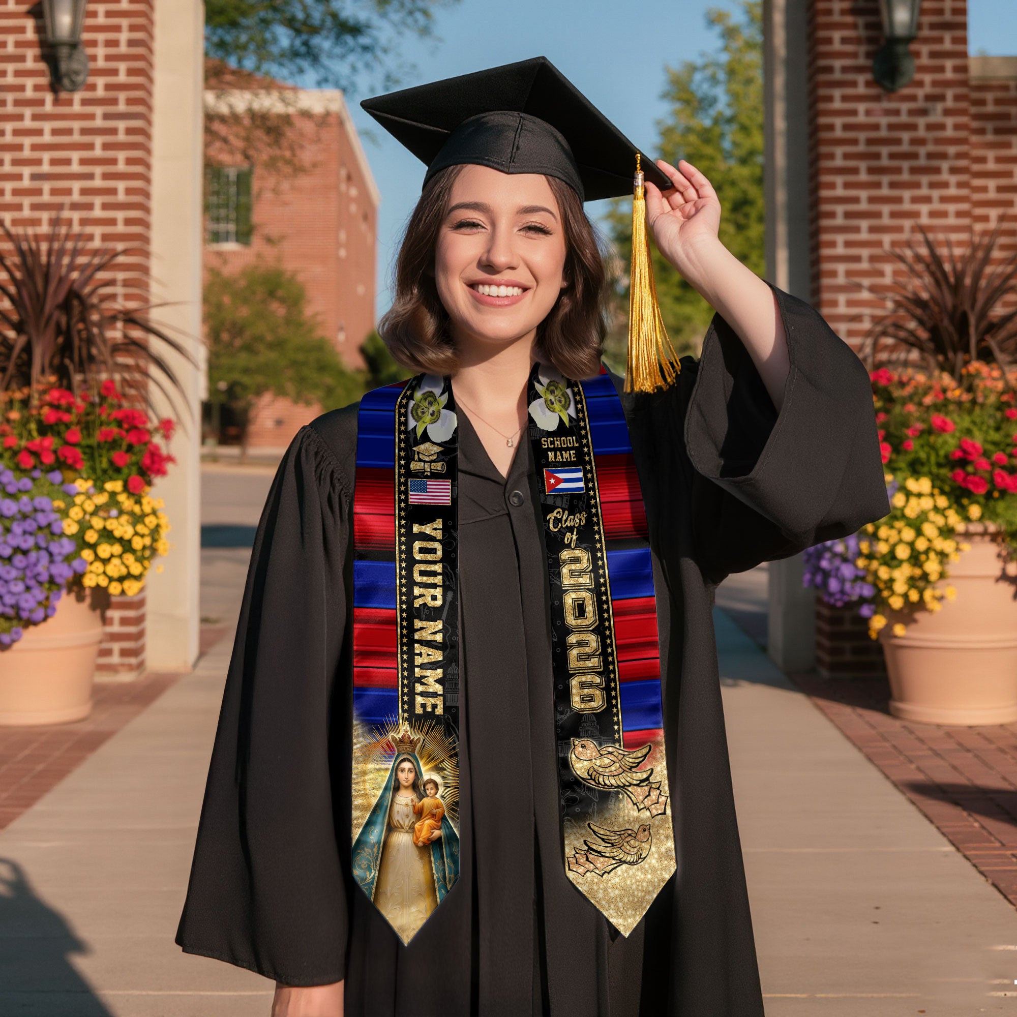 Class of 2026 Cuba Graduation Sash, Cuban Flag Stole, Custom-Ready Graduation Style