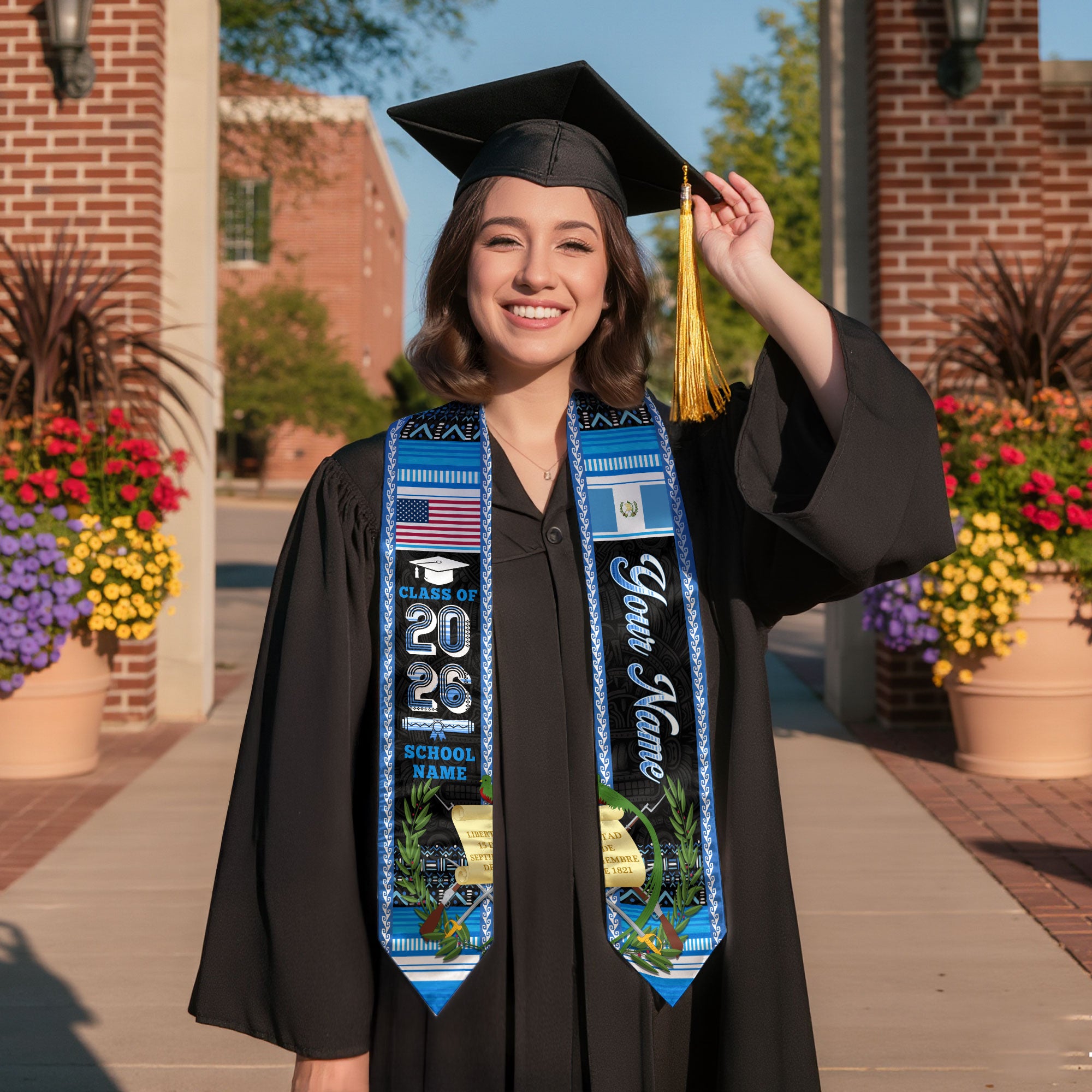 Guatemala Graduation Stole 2026, Guatemalan Flag Sash, Bespoke Touch for Class of 2026