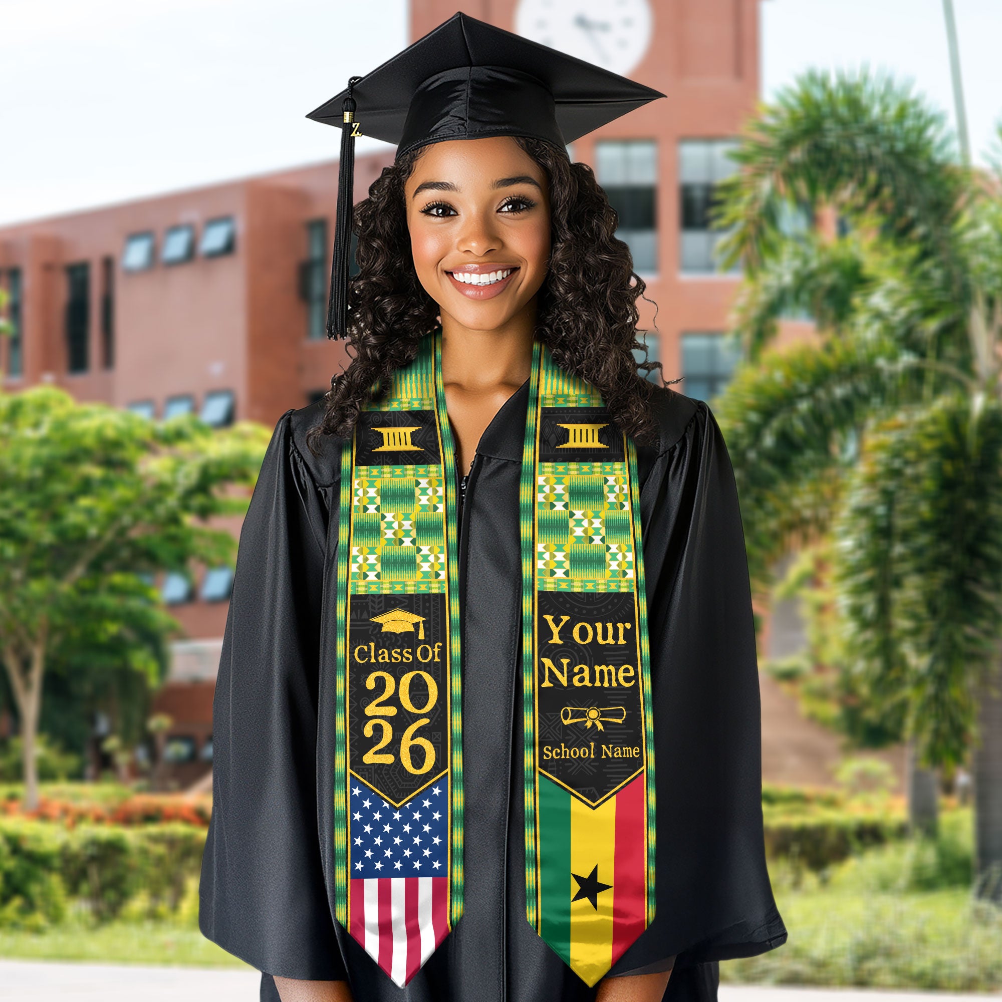 Customized Graduation Stole Ghana with National Flag Inspired Style, Graduation Sash 2026