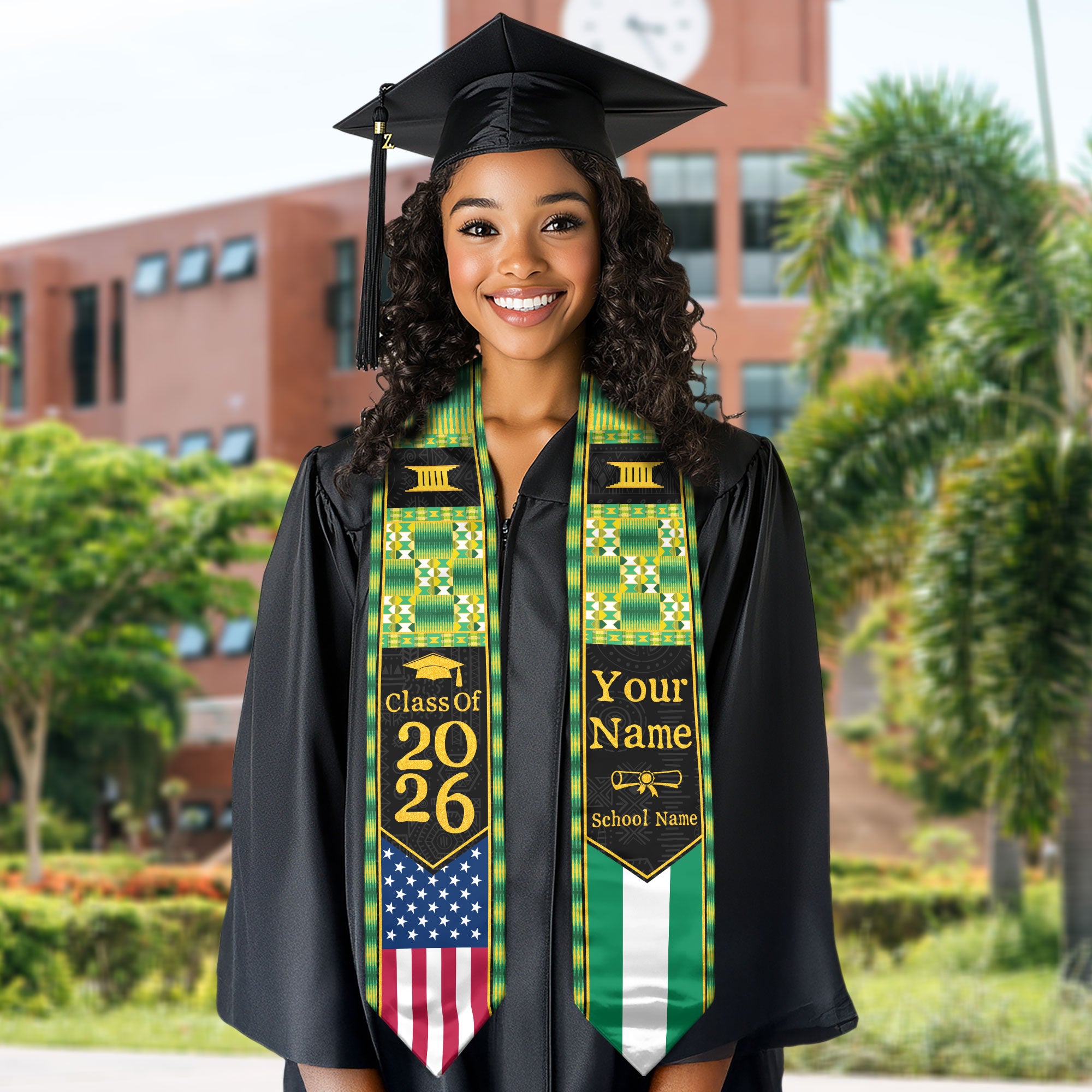 Customized Nigerian Graduation Stole with National Flag Inspired Style, Graduation Sash 2026