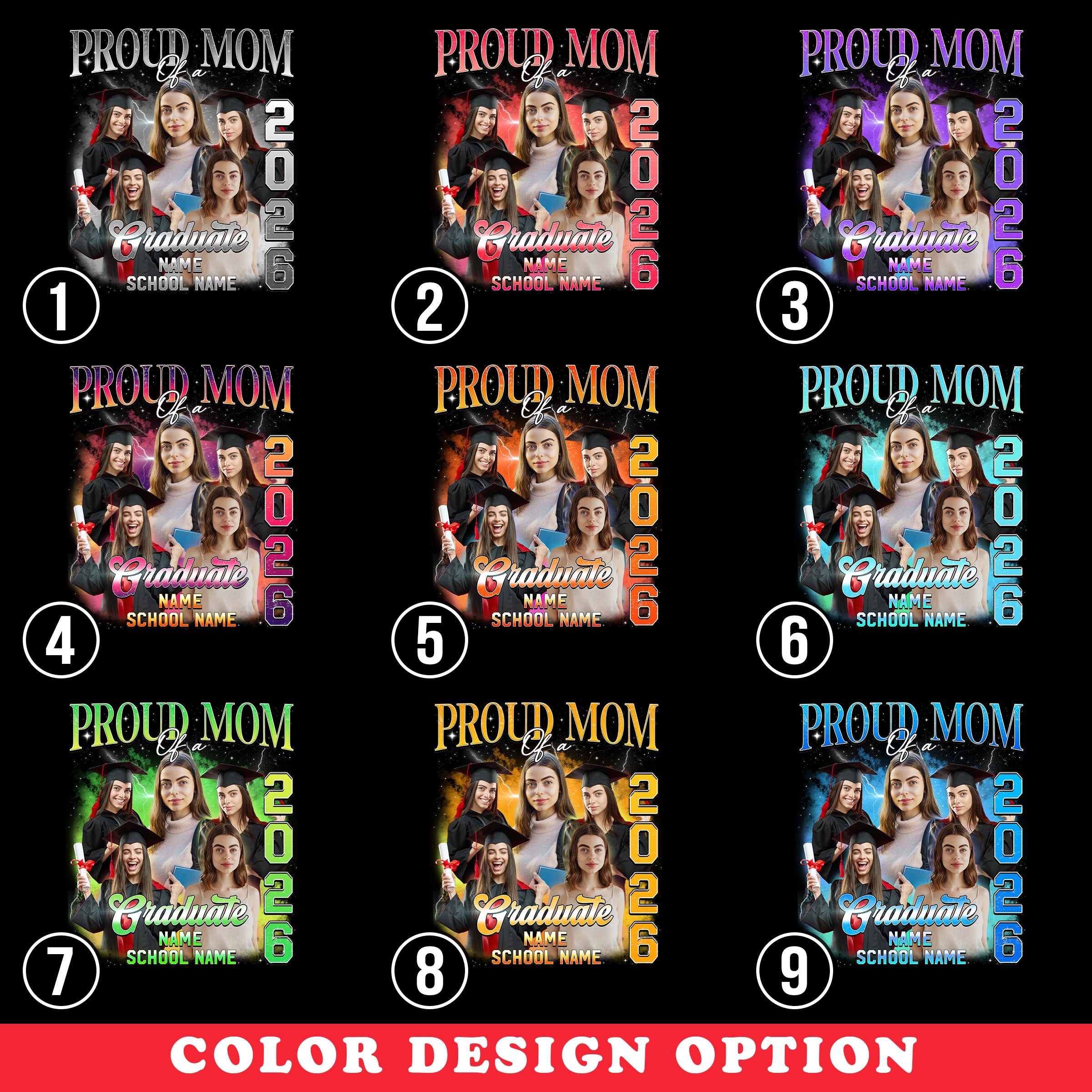 Custom Face Graduation Shirt 2026 - Vintage Bootleg 90s Style Proud Mom Dad Grad Tee