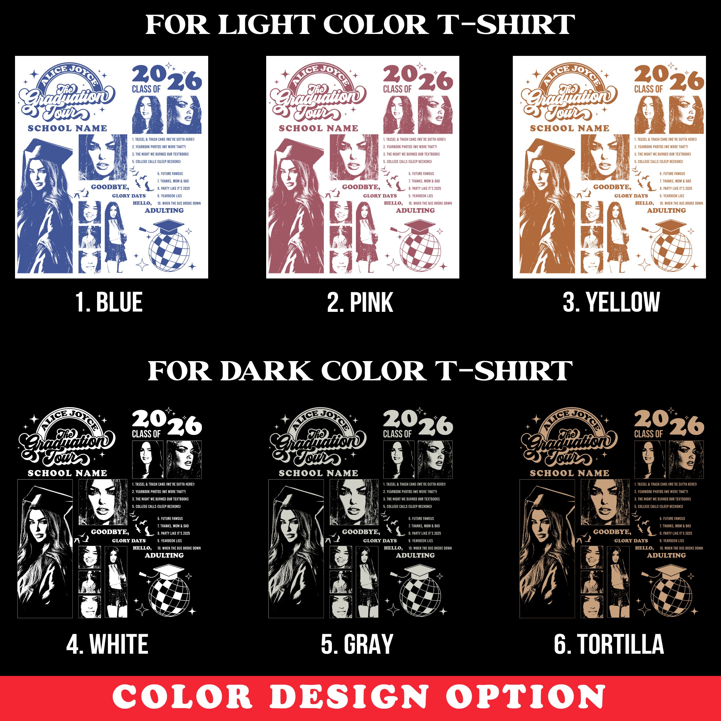 Custom Graduation Tour Shirt 2026 - Personalized Eras Style Graduate Photo T-Shirt