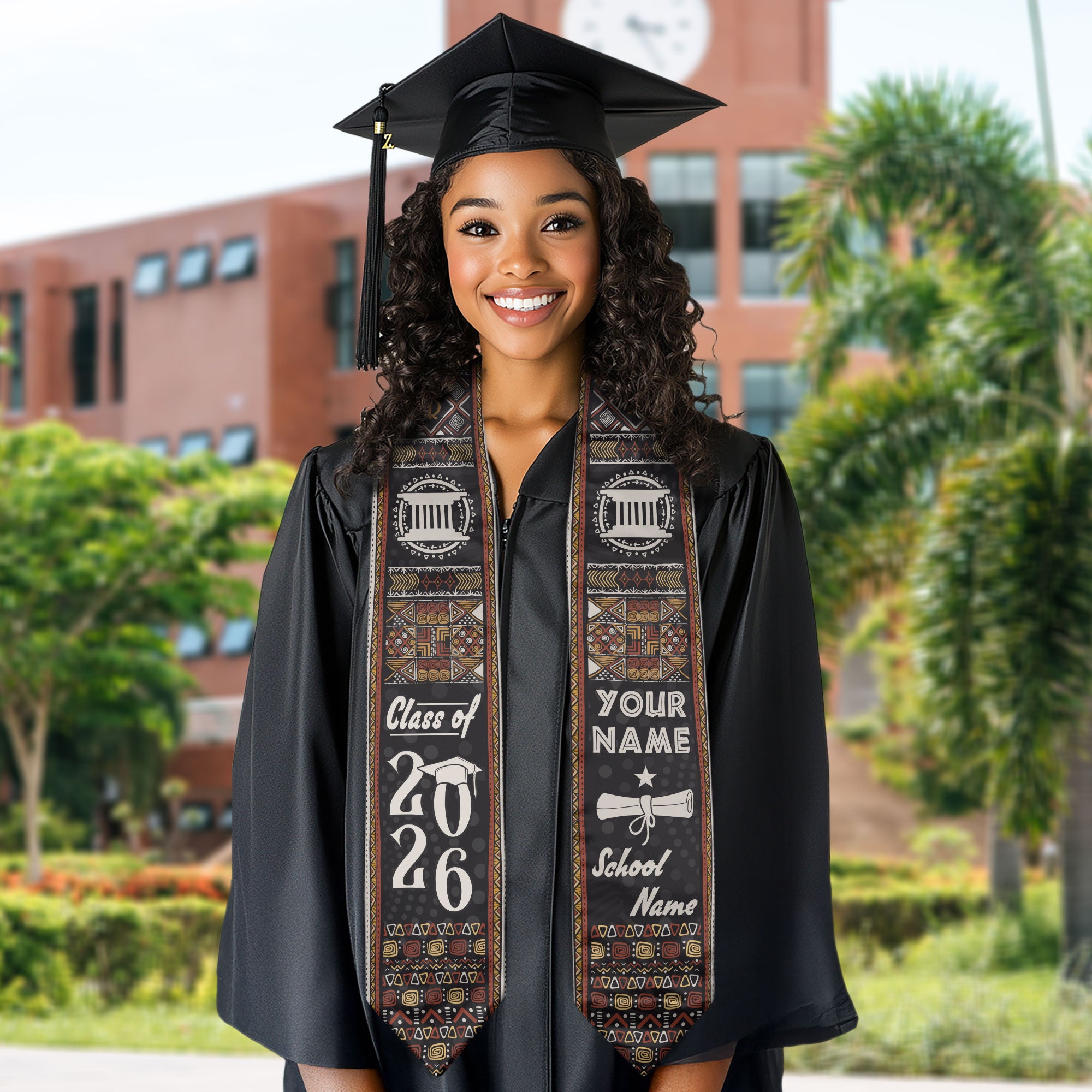 African Flag Graduation Sash 2026, Africa Stole, Signature Custom Finish for Graduates