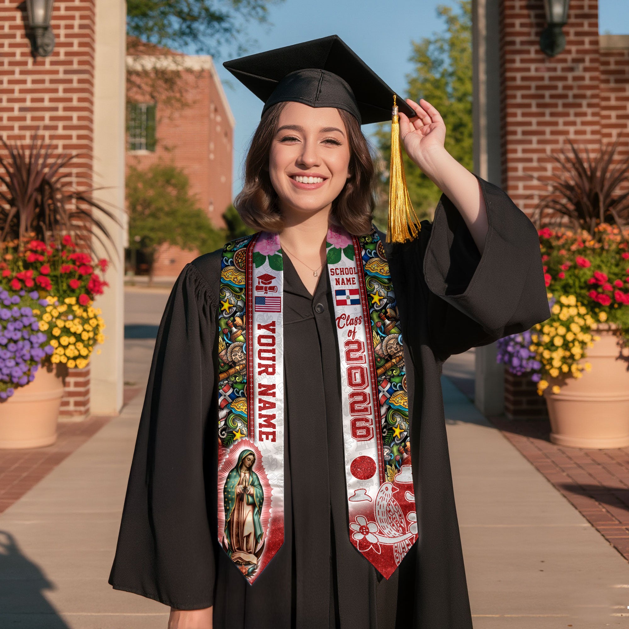 Dominican Graduation Stole 2026, Dominican Flag Sash, Custom Trim Option for Class of 2026