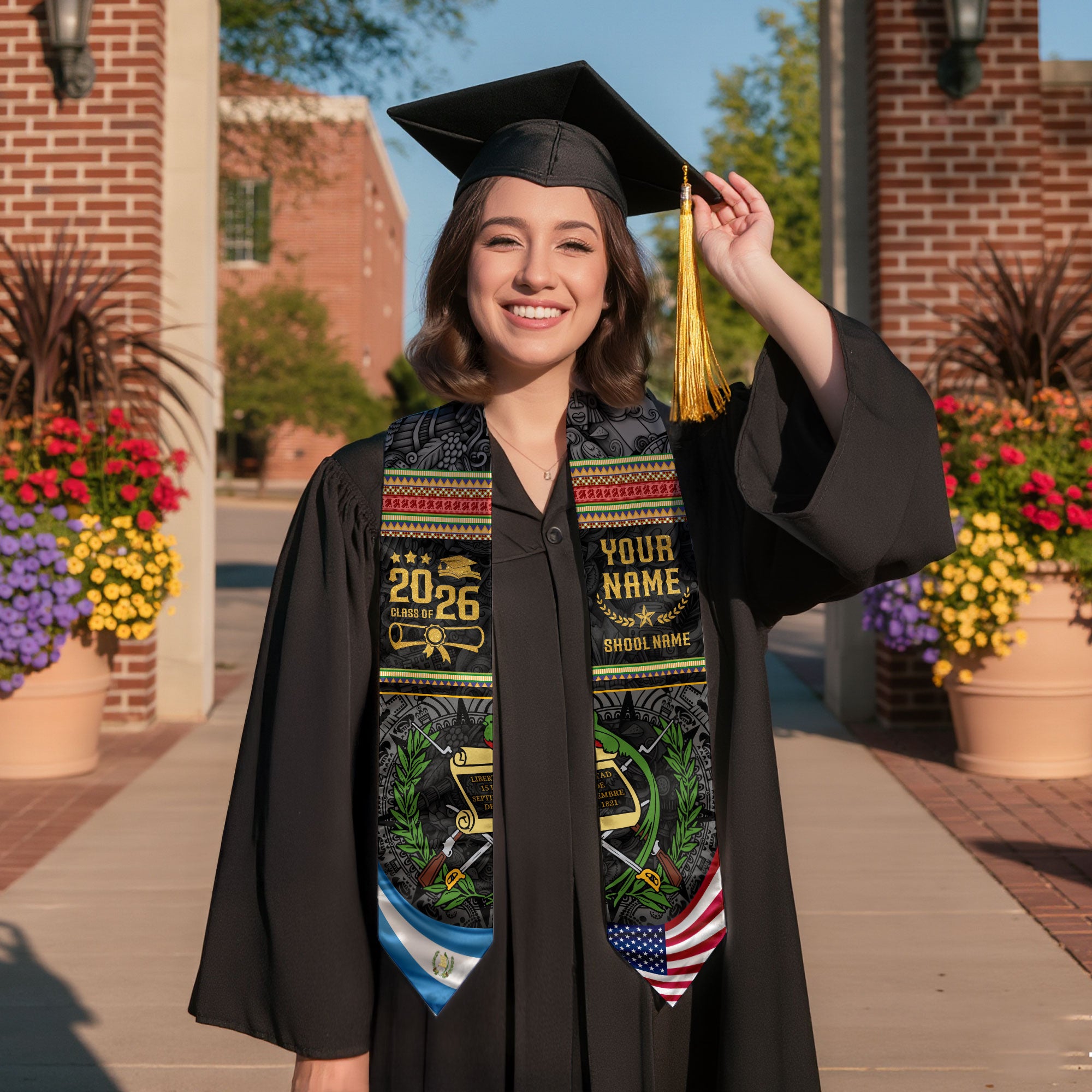 Guatemala Graduation Sash 2026, Guatemalan Flag Graduation Stole, Custom Finish Grads