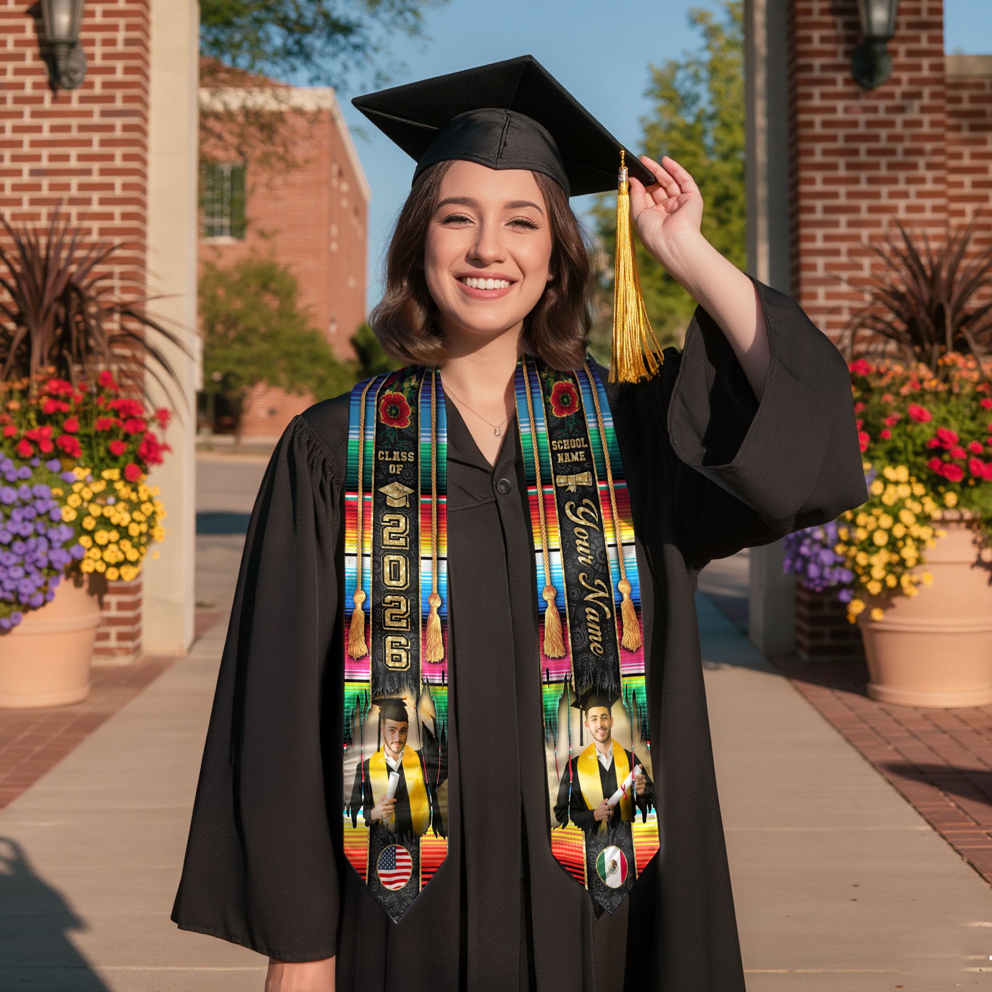 Mexican Graduation Sash 2026, Mexico Graduation Stole, Custom Touch Flag Sash for Grads