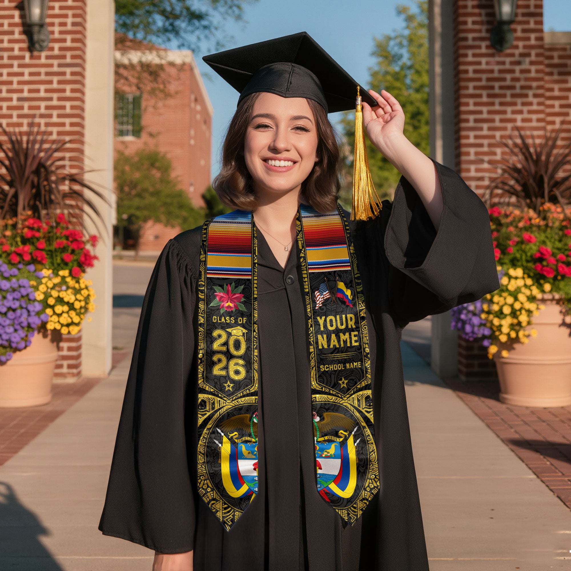 Colombia Graduation Sash 2026, Colombian Flag Graduation Stole, Custom Accent for 2026