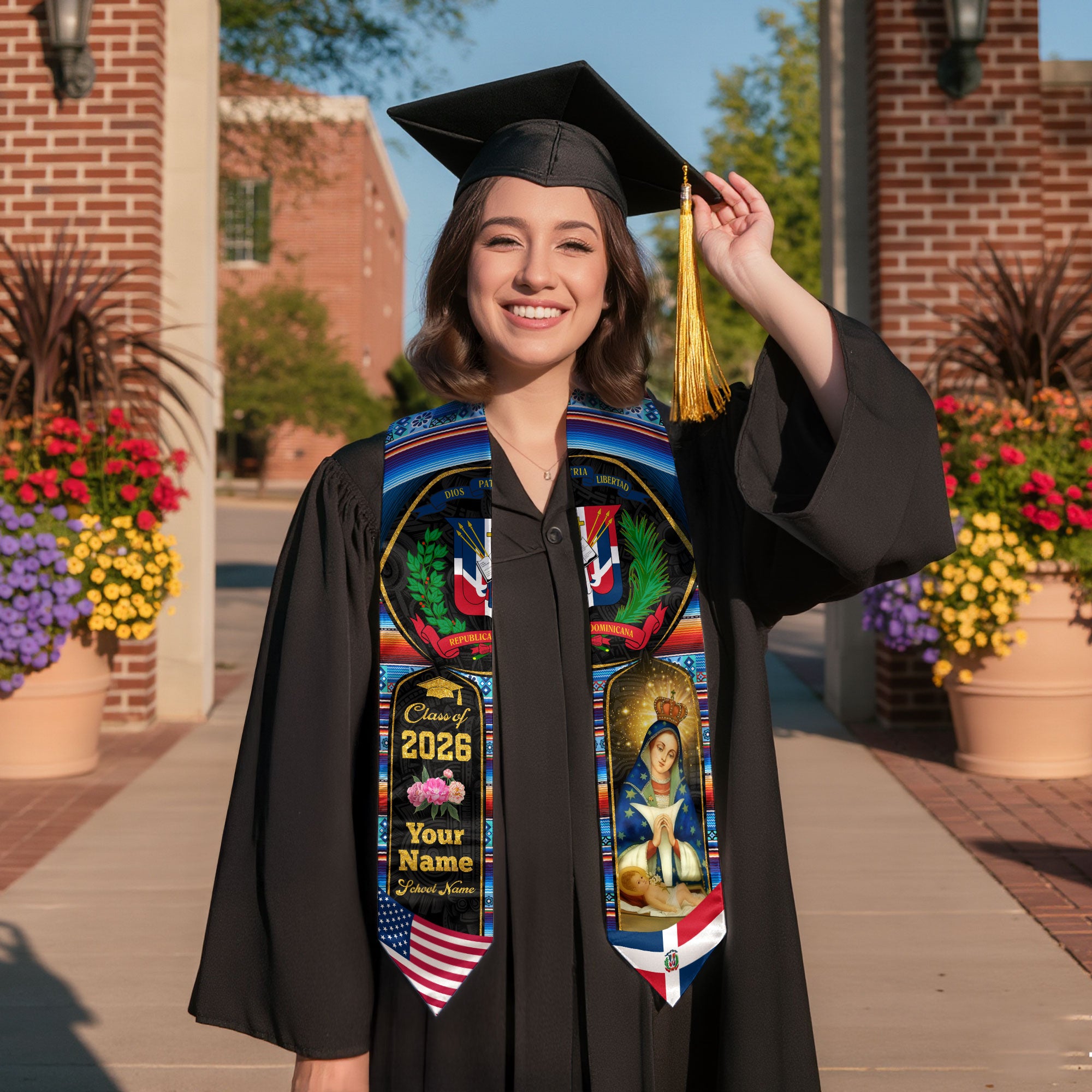 Dominican Graduation Stole 2026, Dominican Flag Sash, Custom-Ready Style for 2026