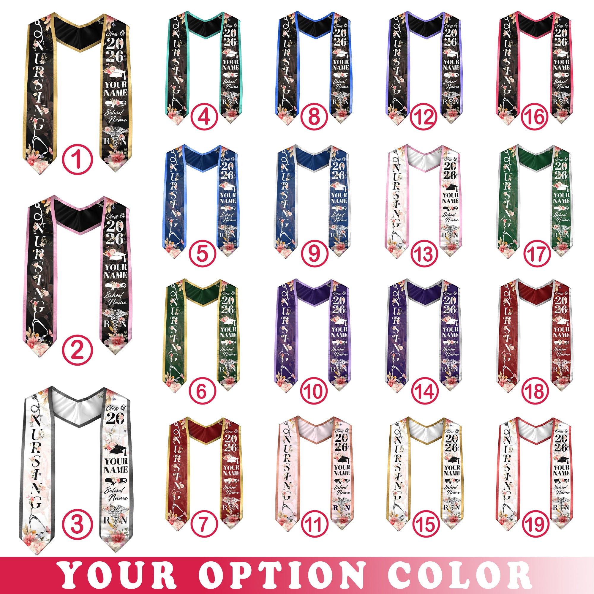 Custom RN Graduation Stole 2026, Nursing Stole Sash for Nurses, Class of 2026 Gift