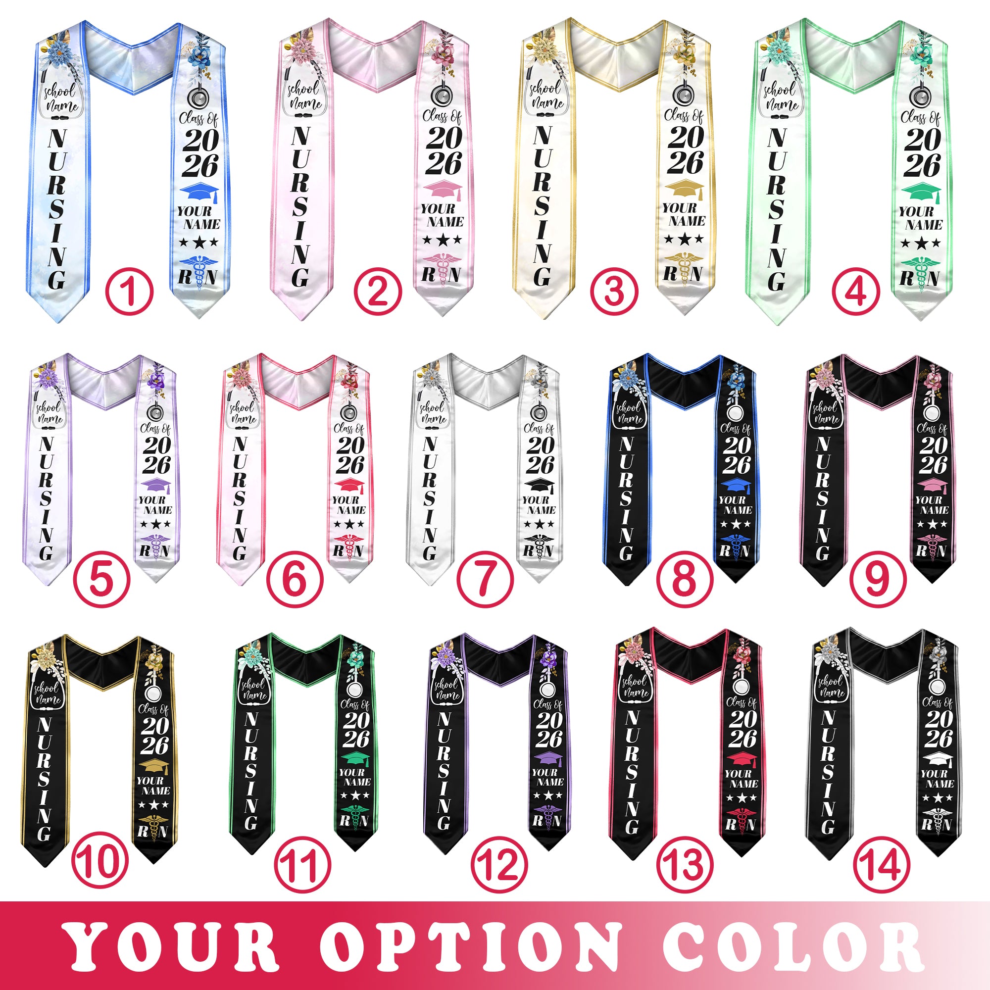 Custom Nursing Stole 2026 for Nurses, RN Graduation Sash, Keepsake for Class of 2026