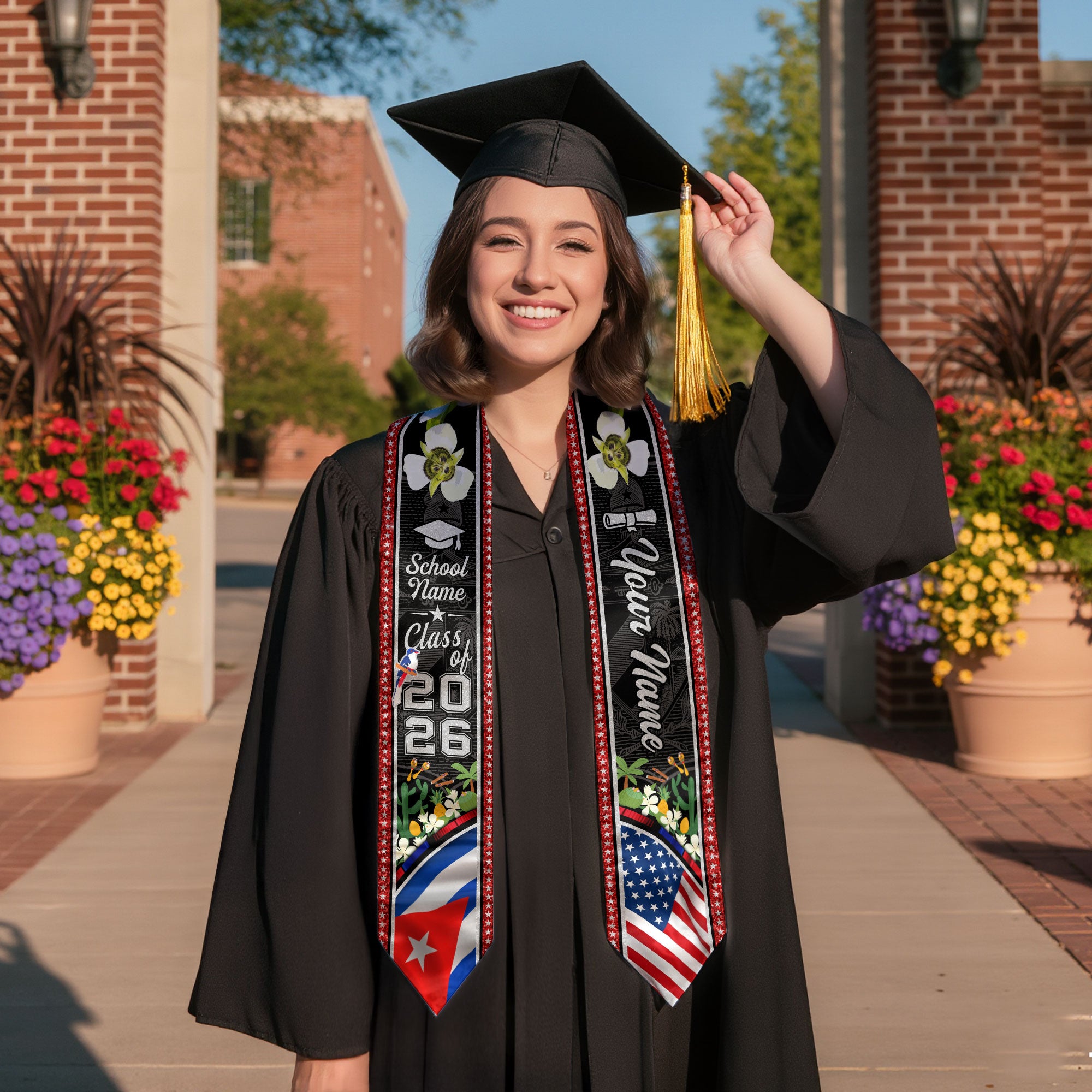 Cuban Graduation Stole 2026, Cuba Flag Sash, Personalized Touch for Class of 2026