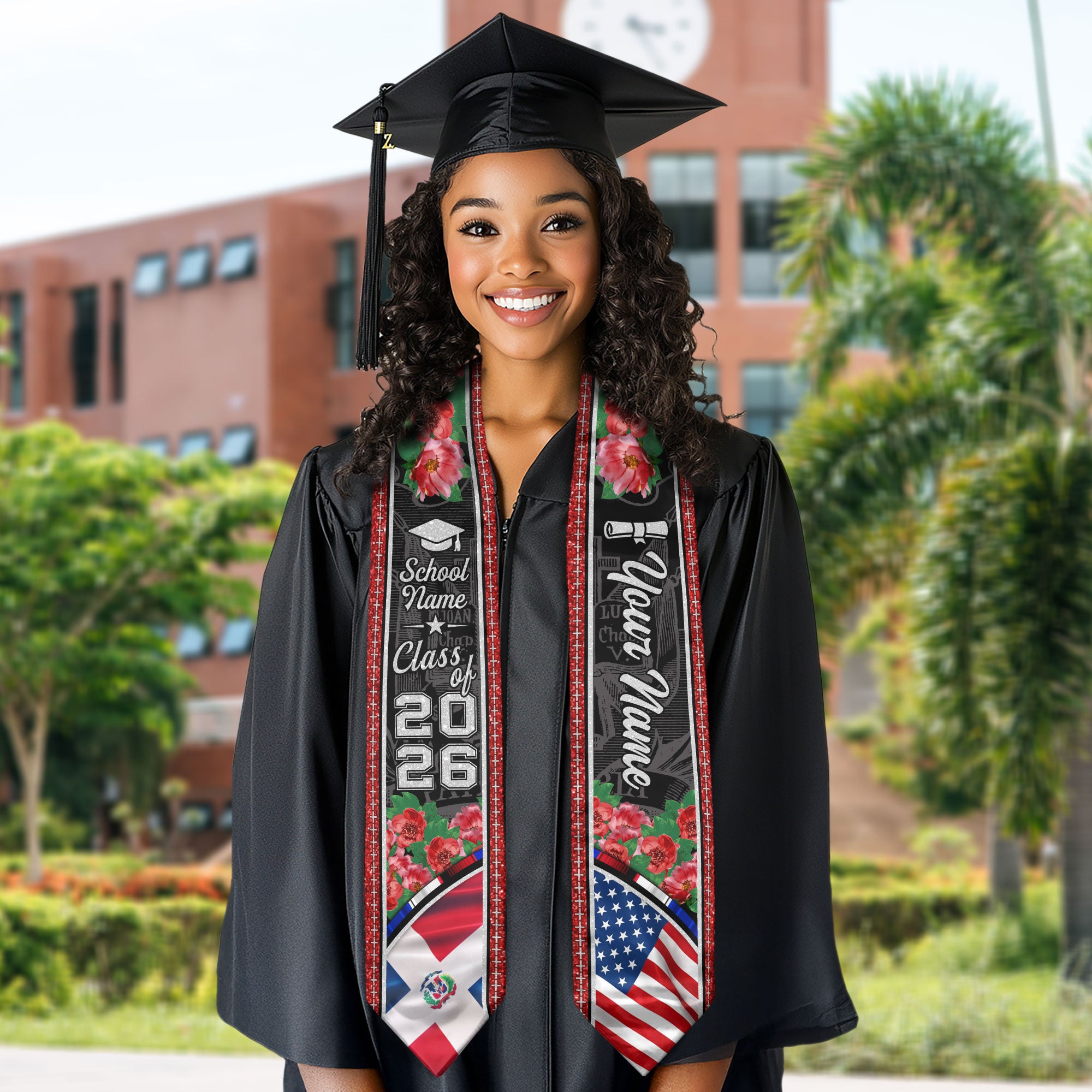 Class of 2026 Dominican Graduation Sash, Dominican Flag Stole, Custom-Ready Style