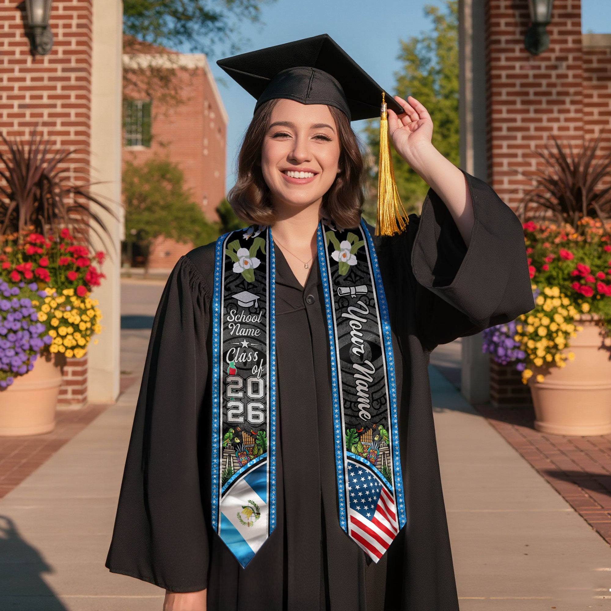 Guatemala Graduation Sash 2026, Guatemalan Flag Stole, Signature Finish for Graduates