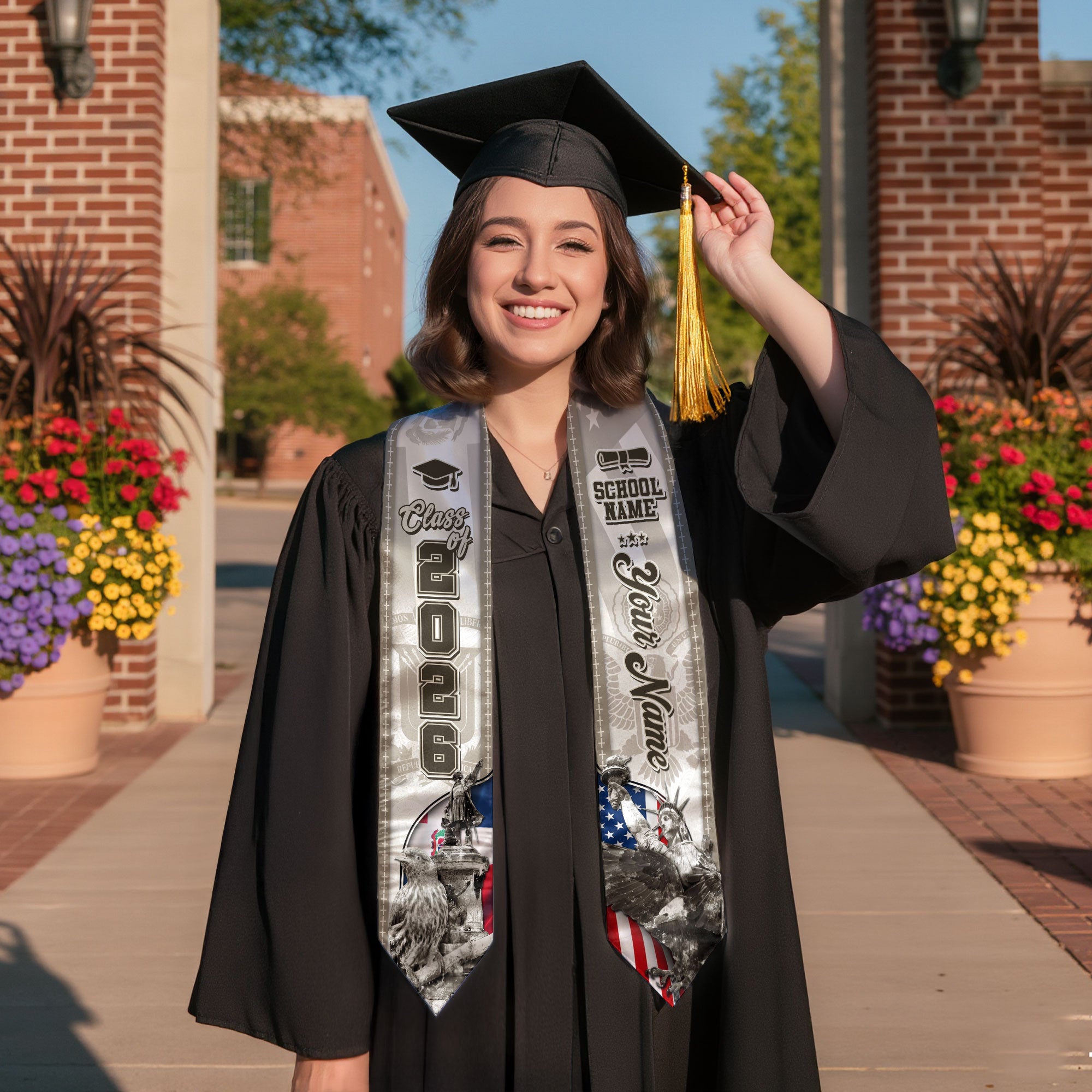 Dominican Flag Graduation Stole 2026, Dominican Grad Sash, Signature Custom Finish