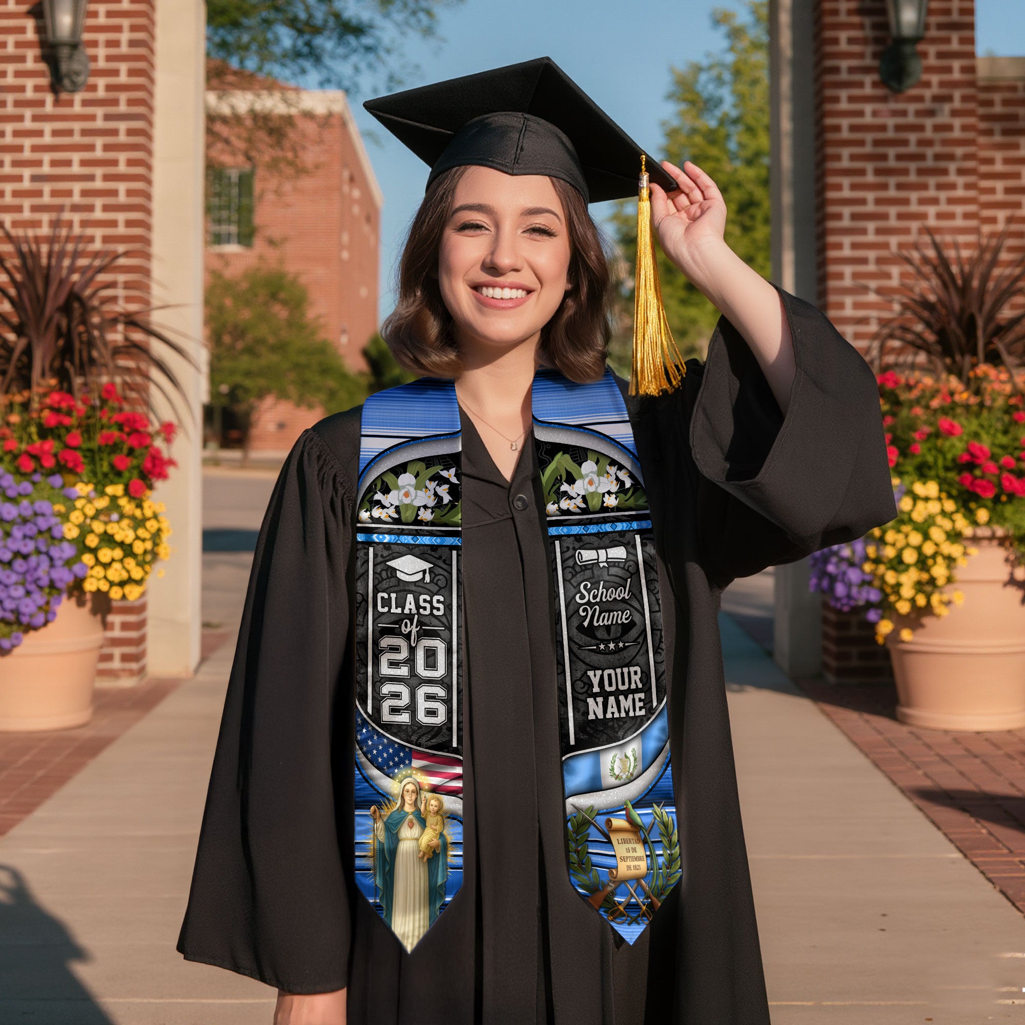Class of 2026 Guatemala Graduation Stole, Guatemalan Flag Sash Stole, Bespoke Touch